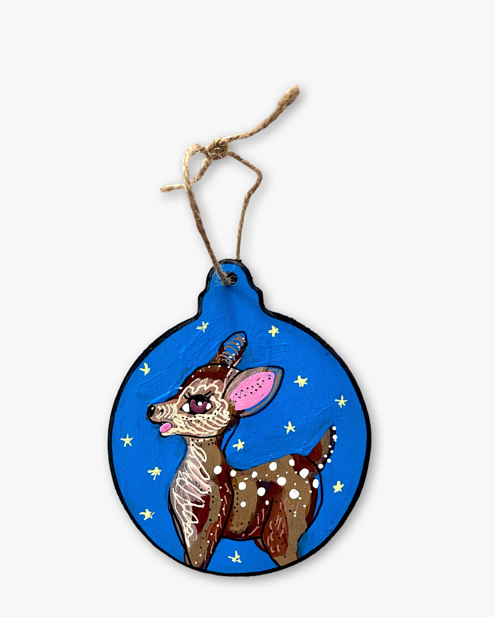 Blue Fawn Hand Painted Ornament - Heather Freitas - fine art home deccor