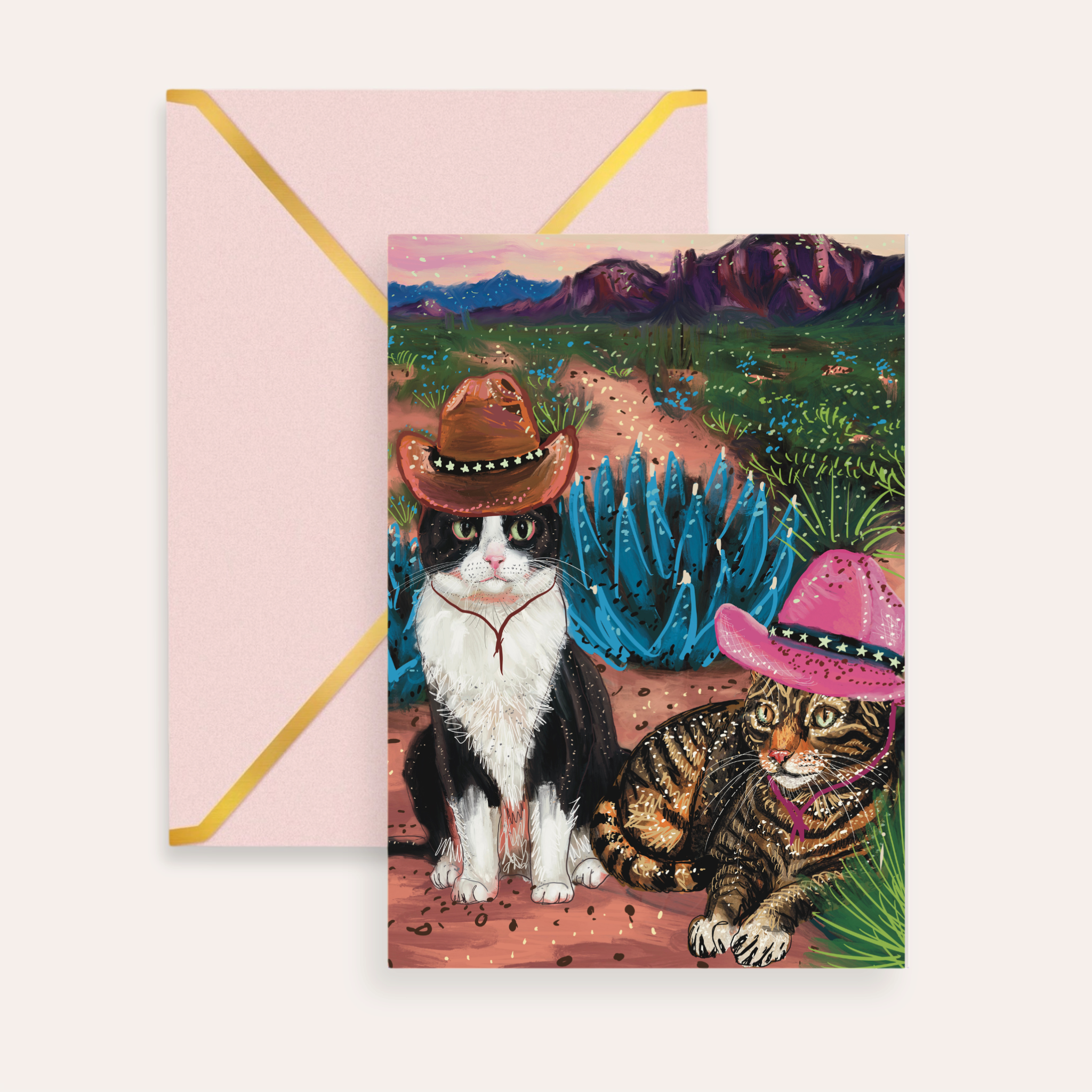 Cowboy Cats Fine Art Greeting Card