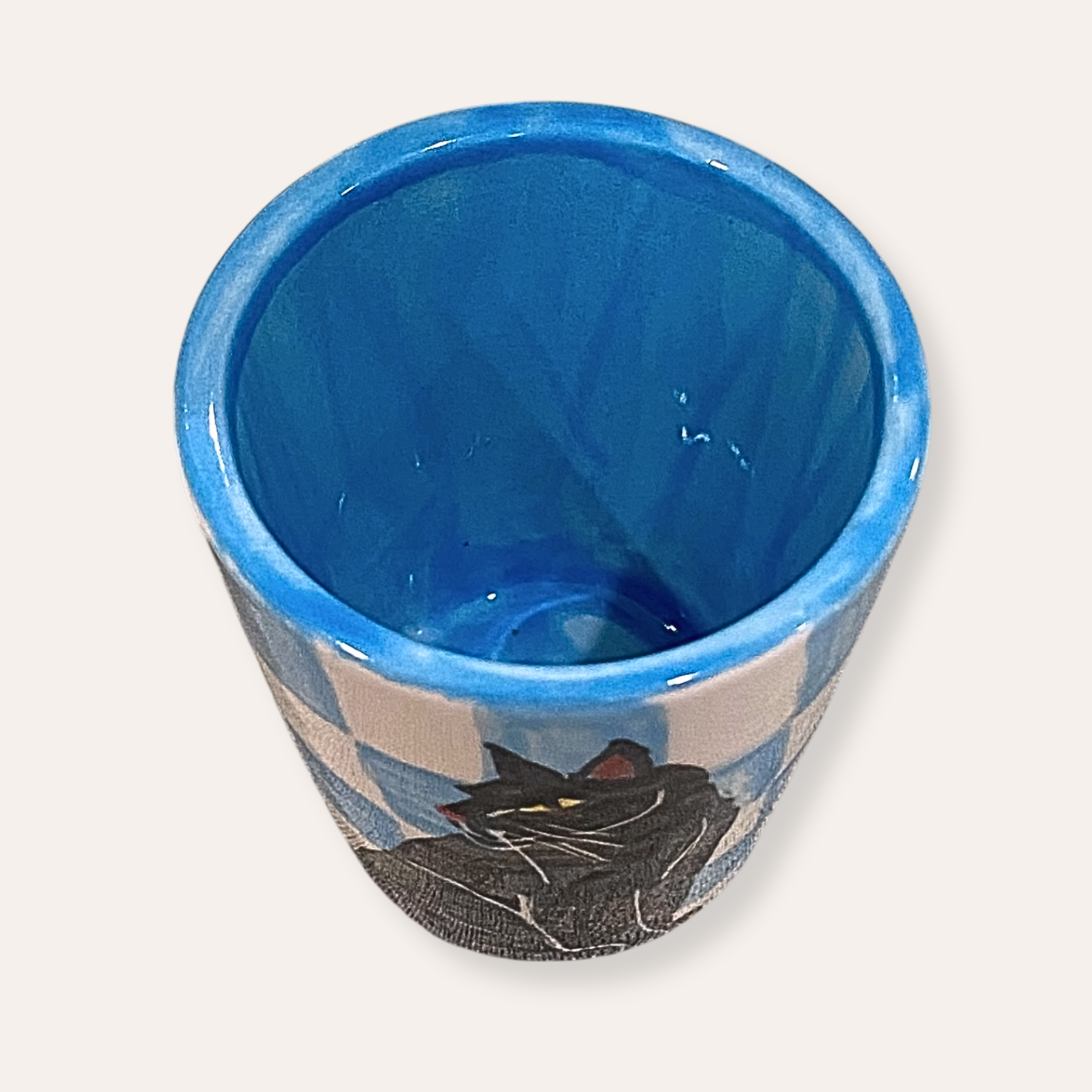 Black Cat Hand Painted Ceramic Shot Glass