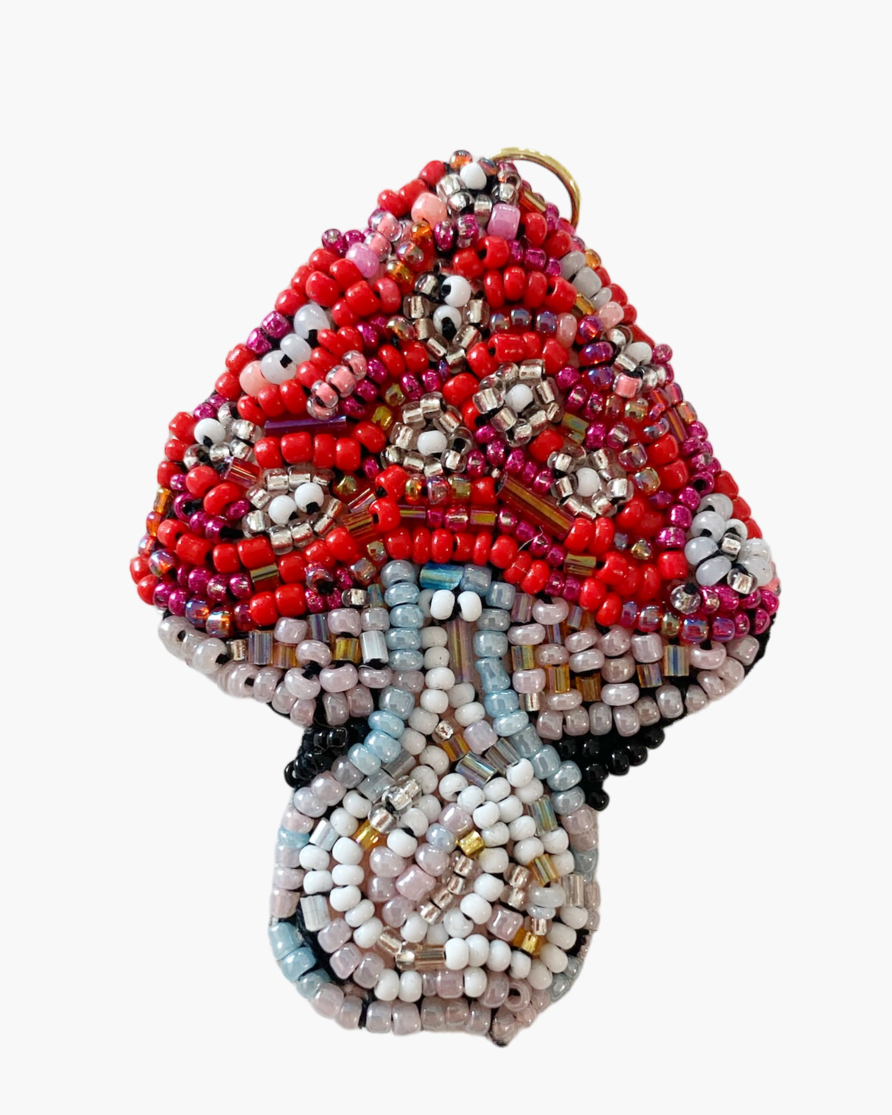 Mushroom Hand Beaded Pendant