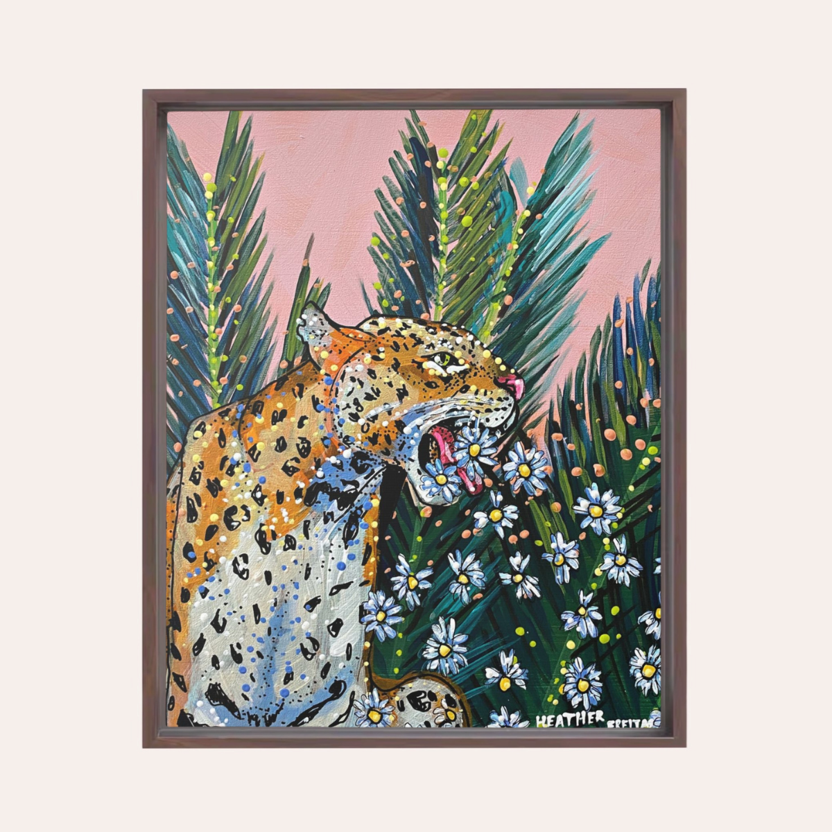 Jaguar Dasiy Framed Fine Art Canvas Print