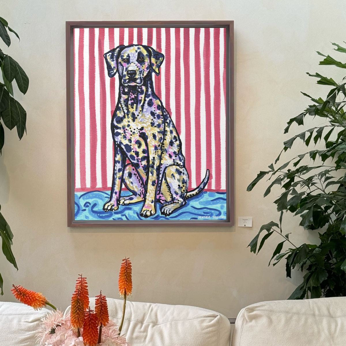 Dalmation Dog Framed Fine Art Canvas Print