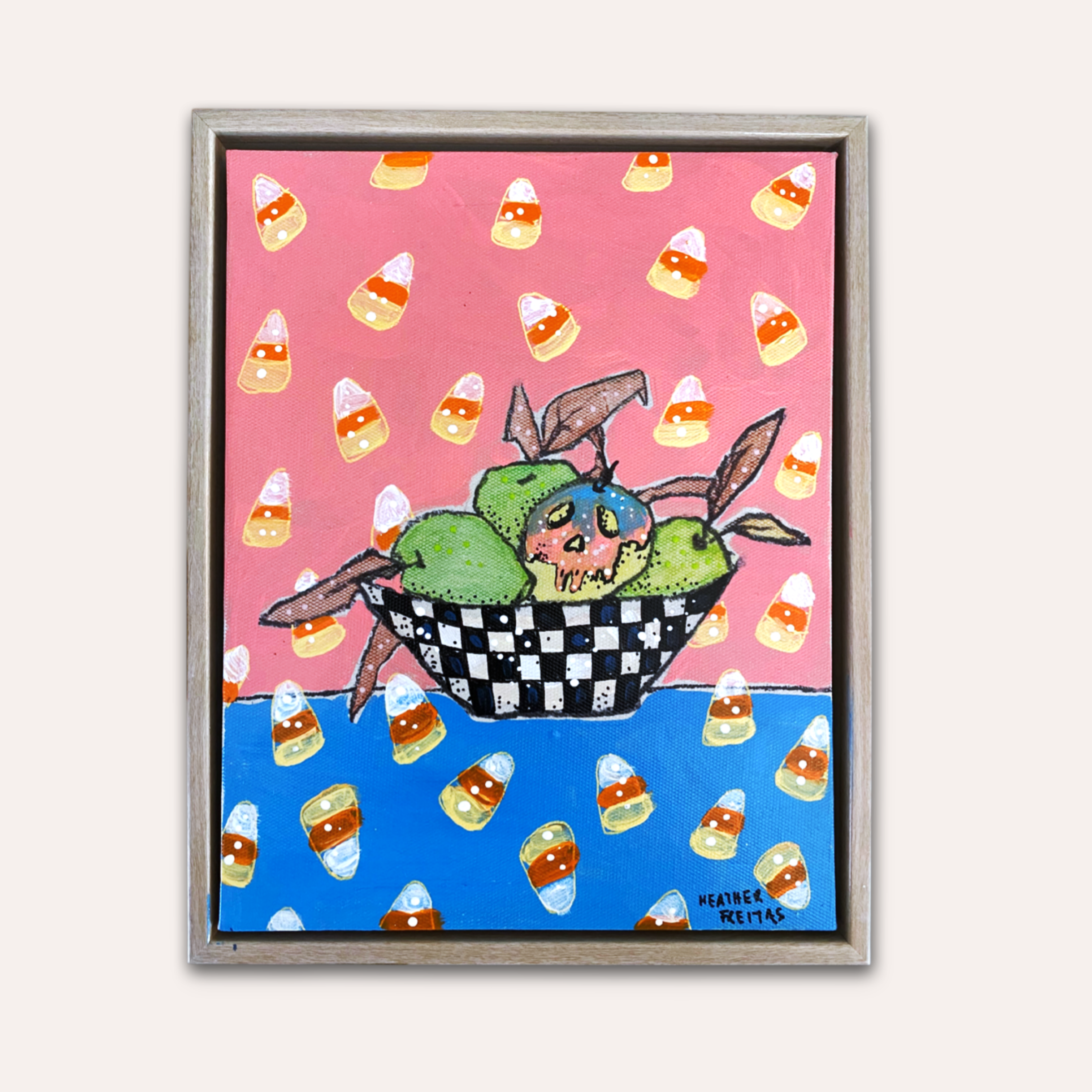 Candy Apple ( Original Painting - Painted Thrifted Print )