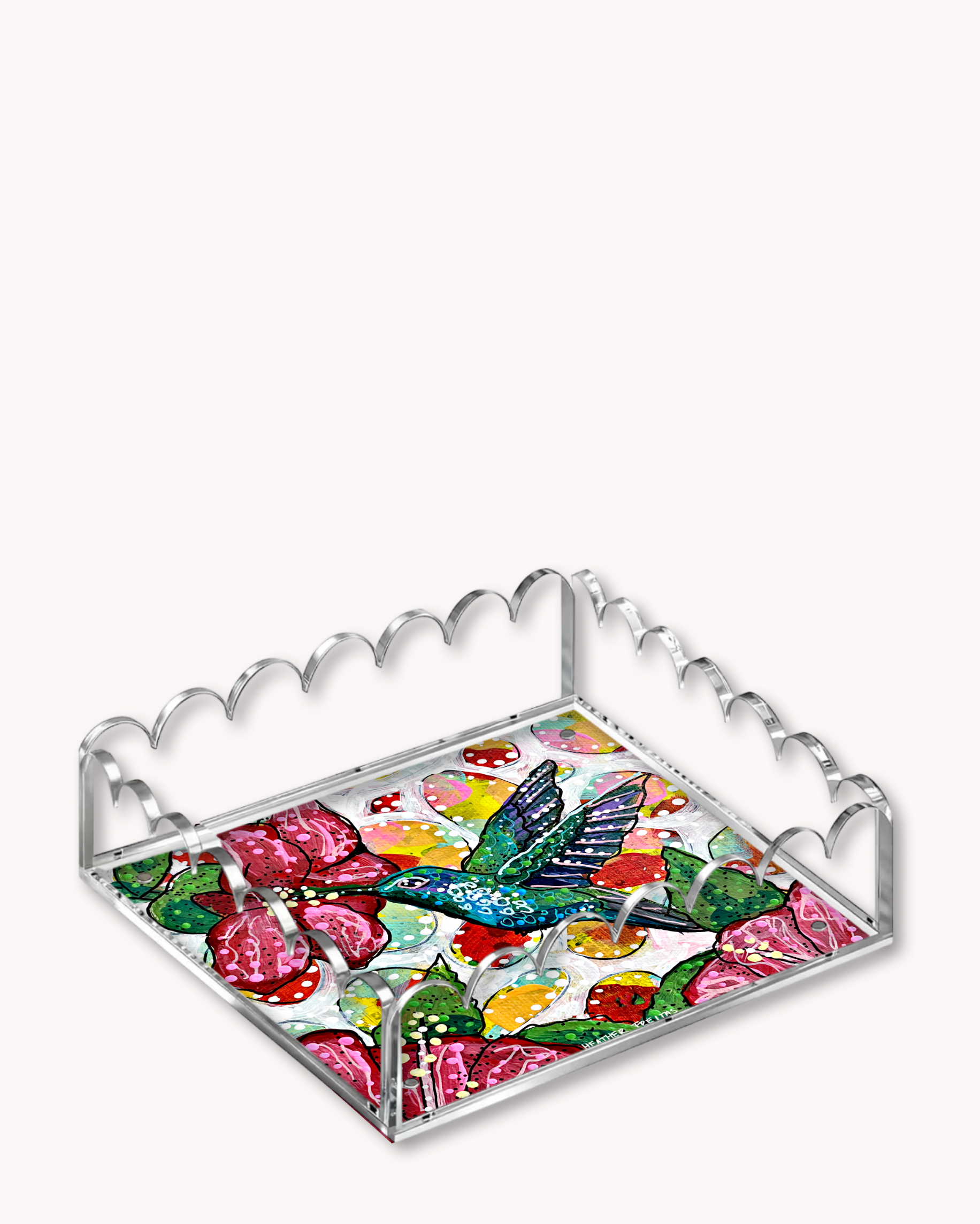 Hibiscus Hummingbird Acrylic Tray