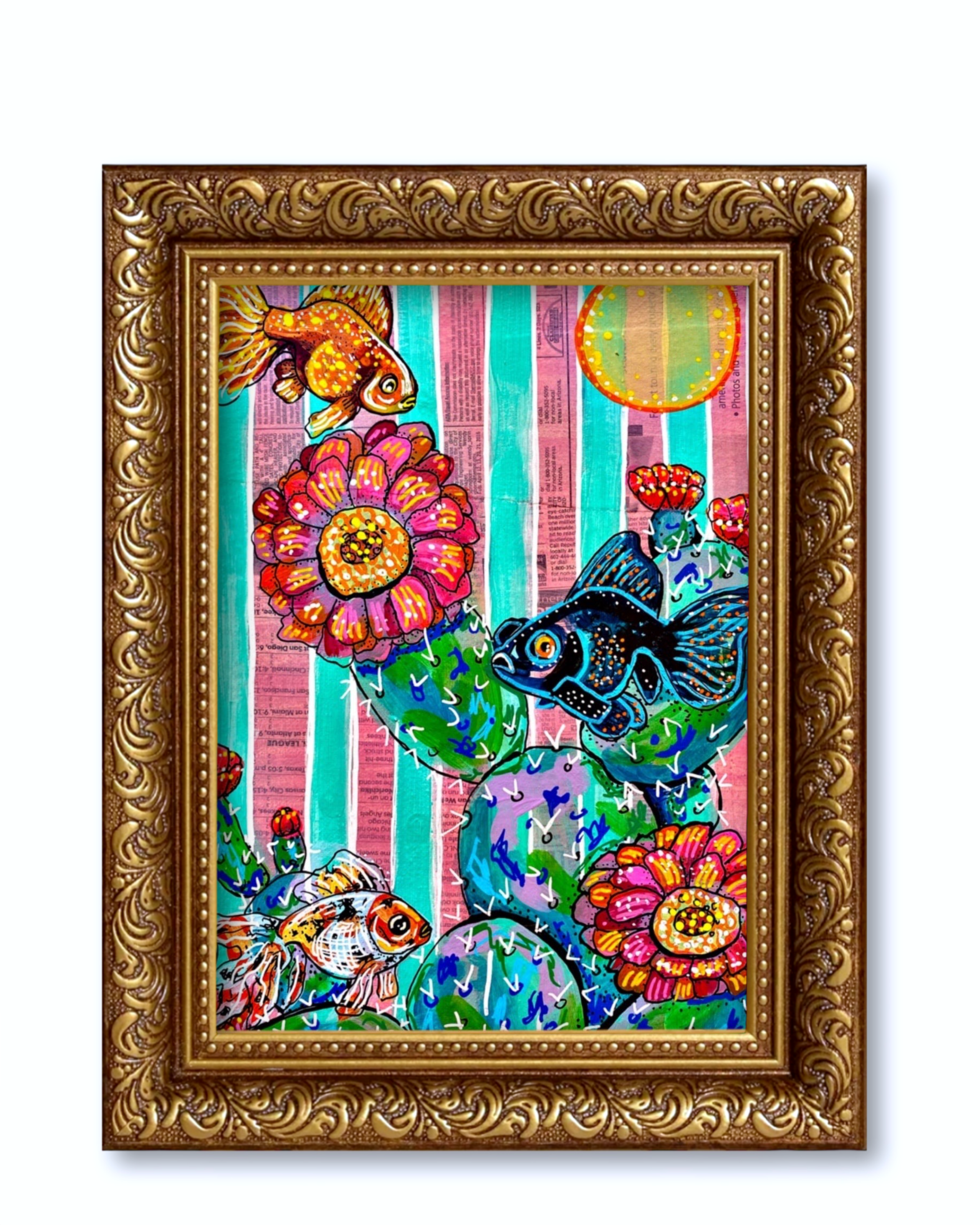 Cactus Goldfish Fine Art Magnet ( Large )