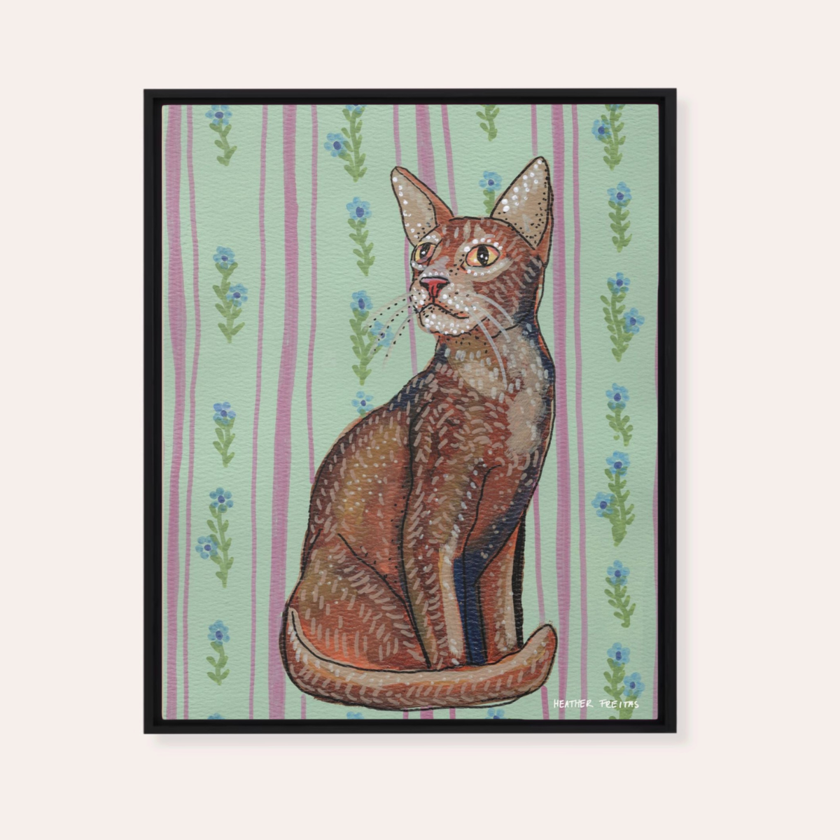 Abyssinian Cat Framed Fine Art Canvas Print