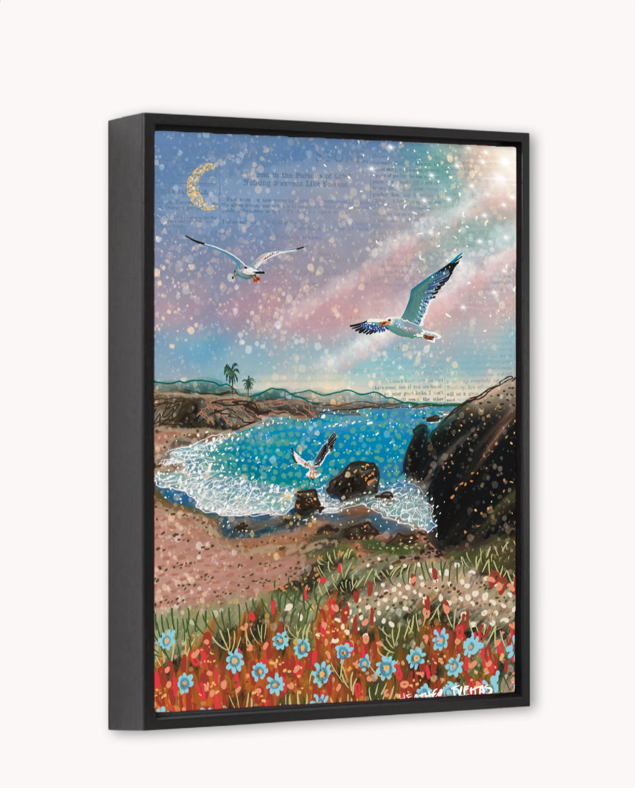 Radiant Shore Framed Canvas Print