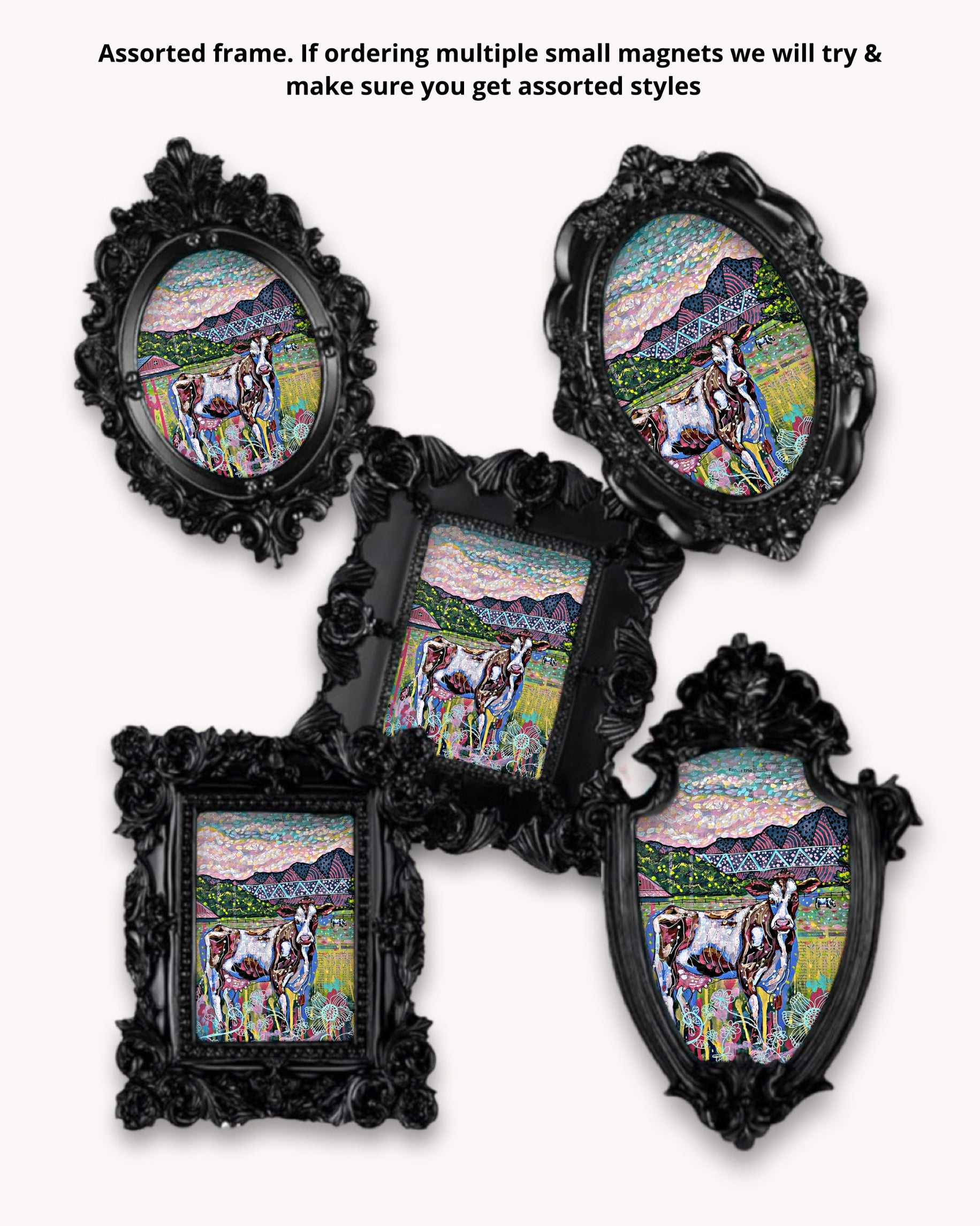 Cows On The Farm Framed Magnet ( Small )