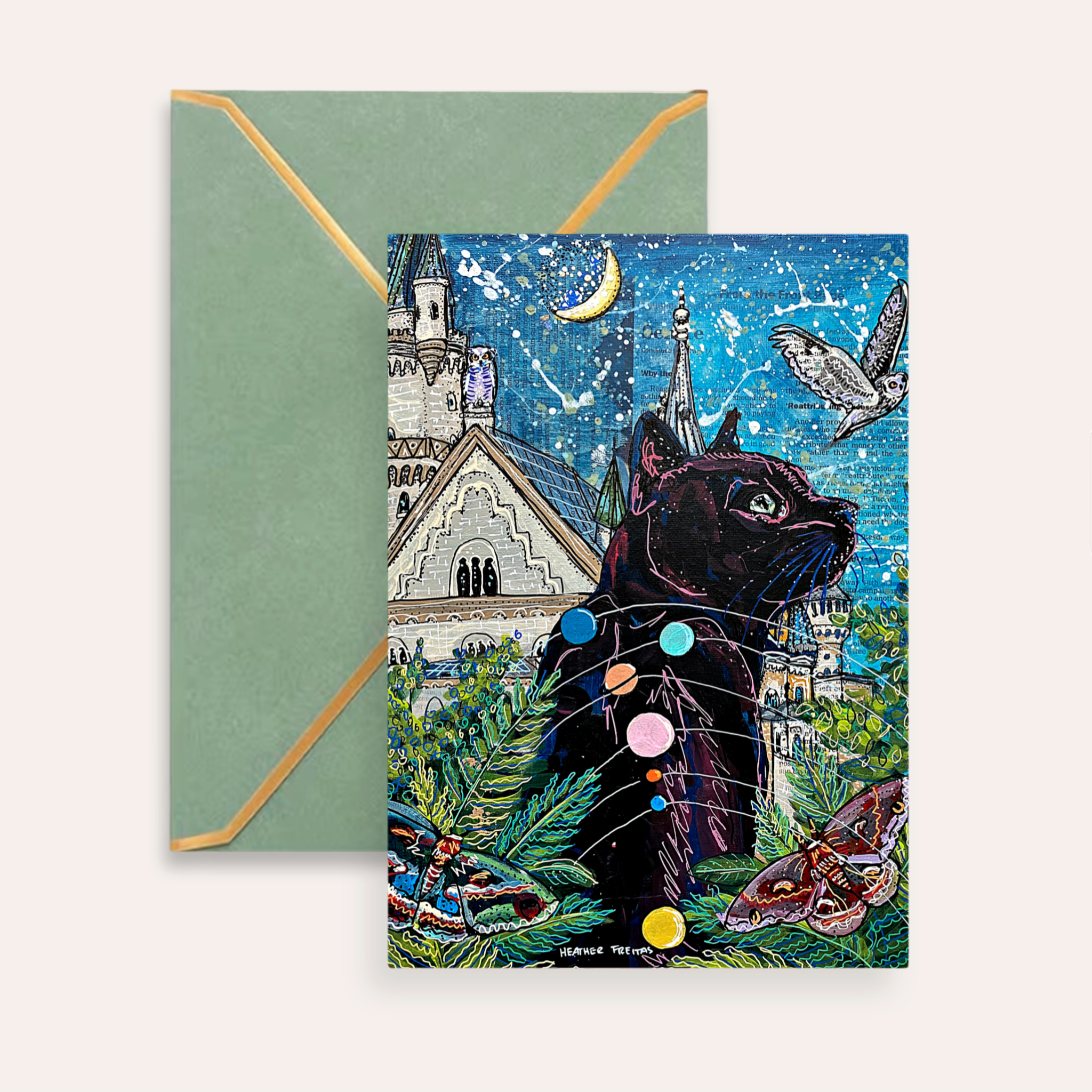 Jupiter Castle Cat Fine Art Greeting Card
