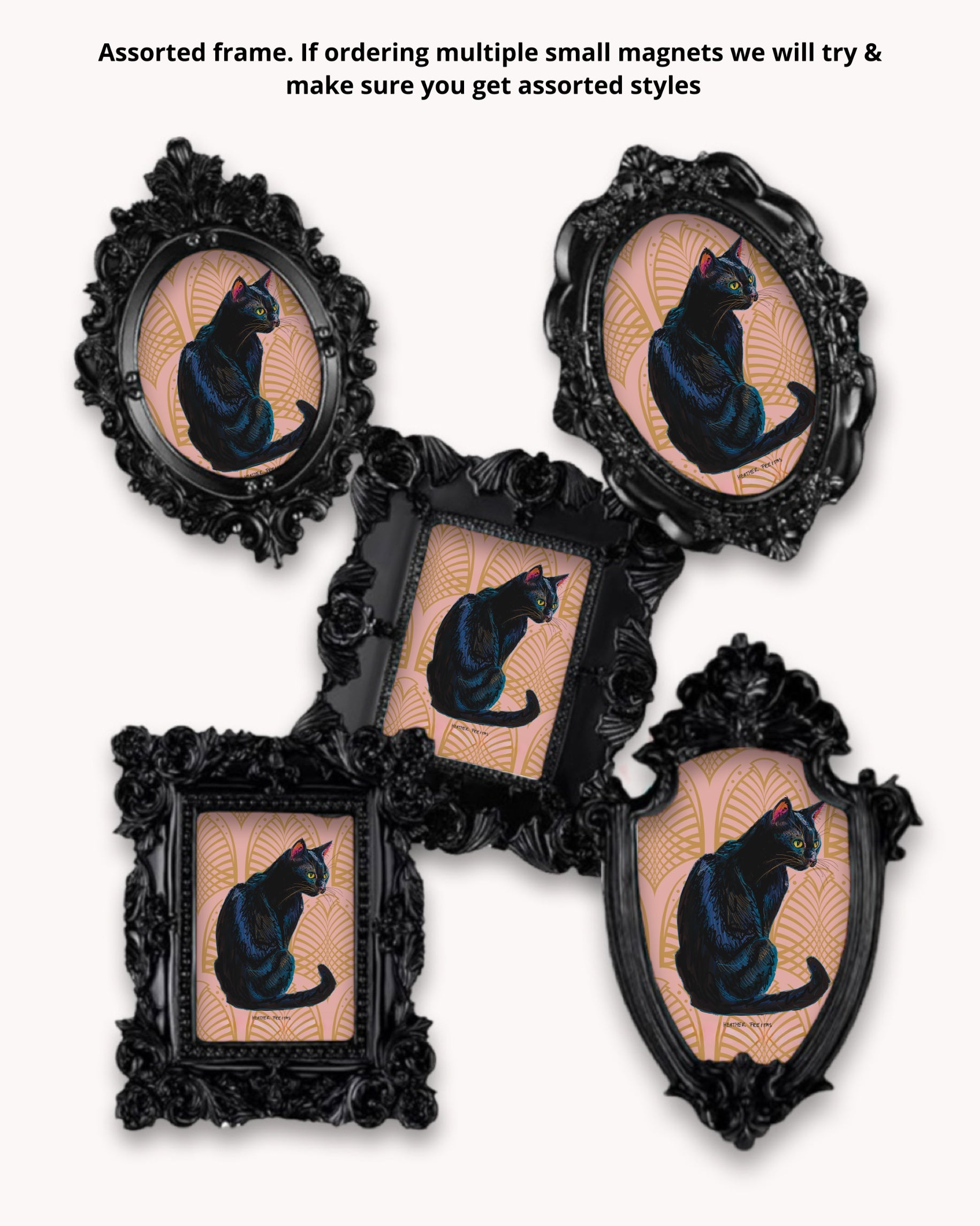 Black Cat Framed Magnet ( Small )