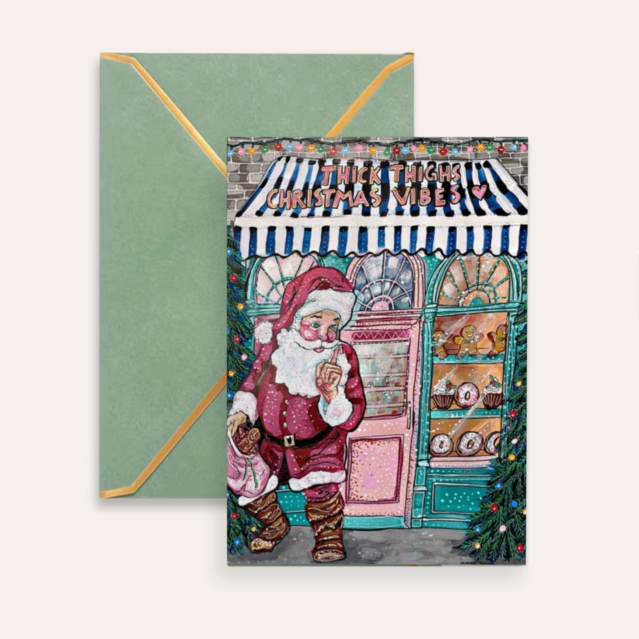 Thick Thighs Christmas Vibes Fine Art Greeting Card