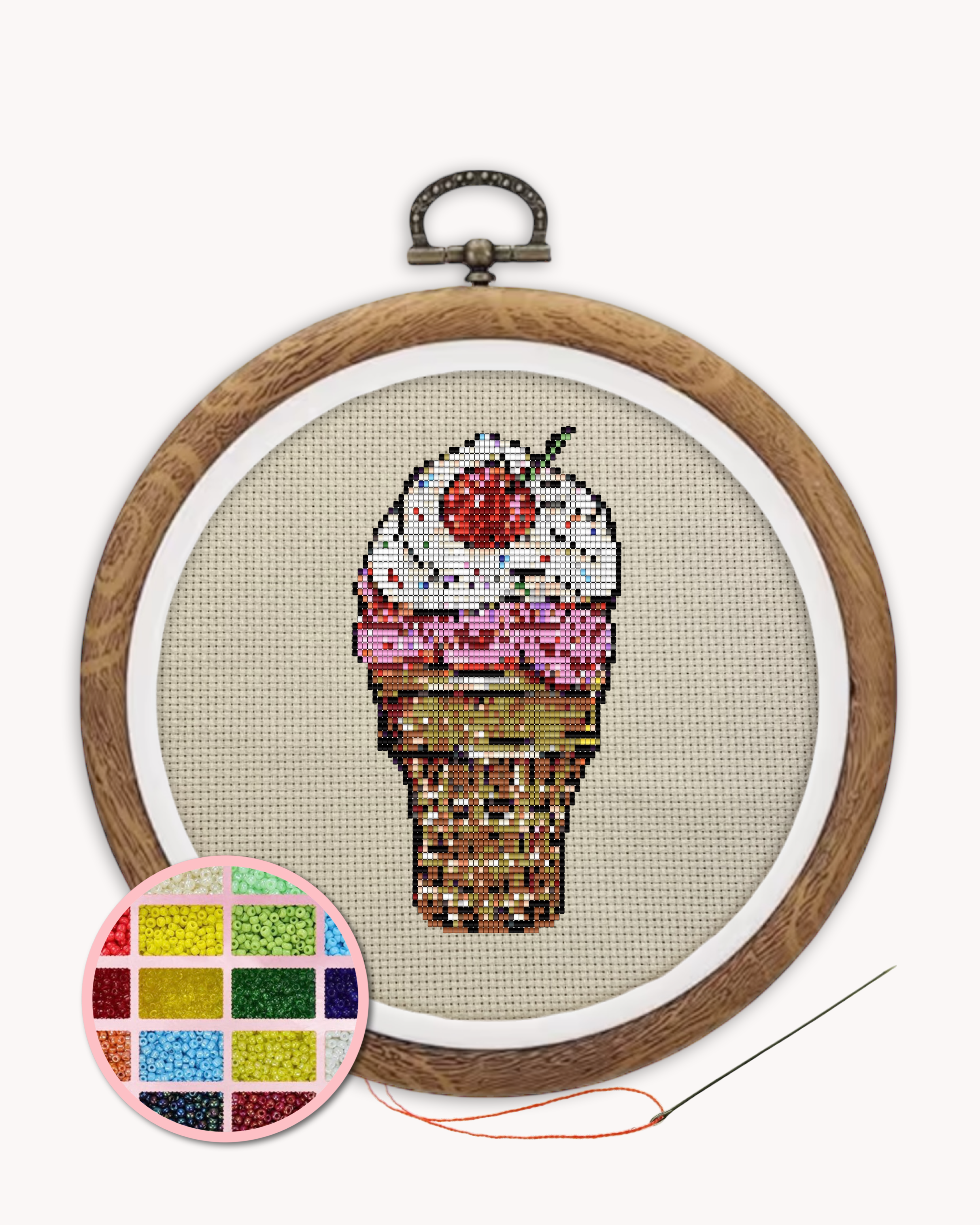 Strawberry Cone Beaded Art Kit ( L 5 inch )