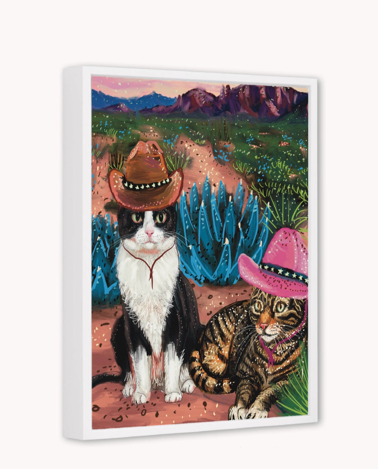 Cowboy Cats Framed Canvas Print