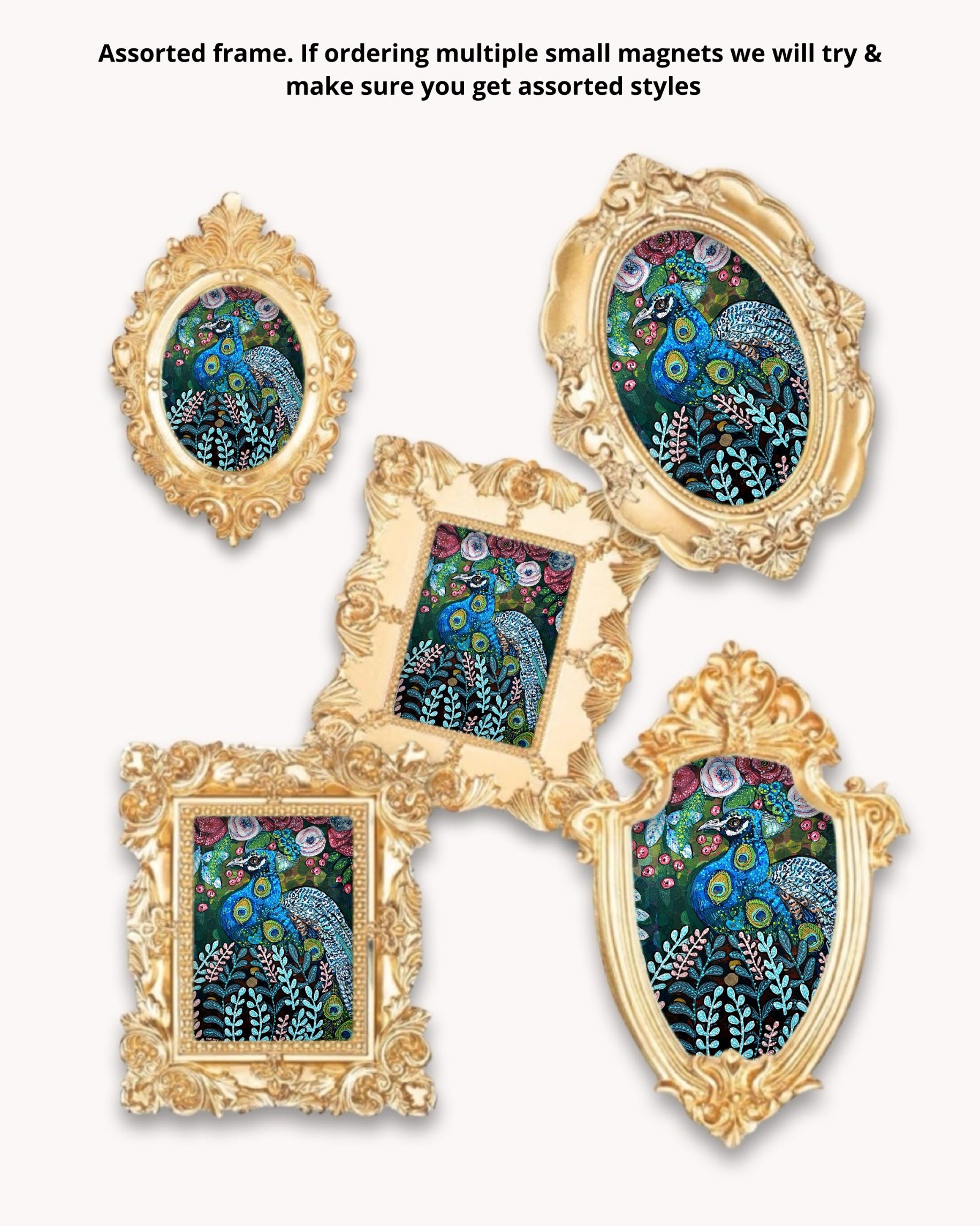 Blue Boy Peacock Framed Magnet ( Small )