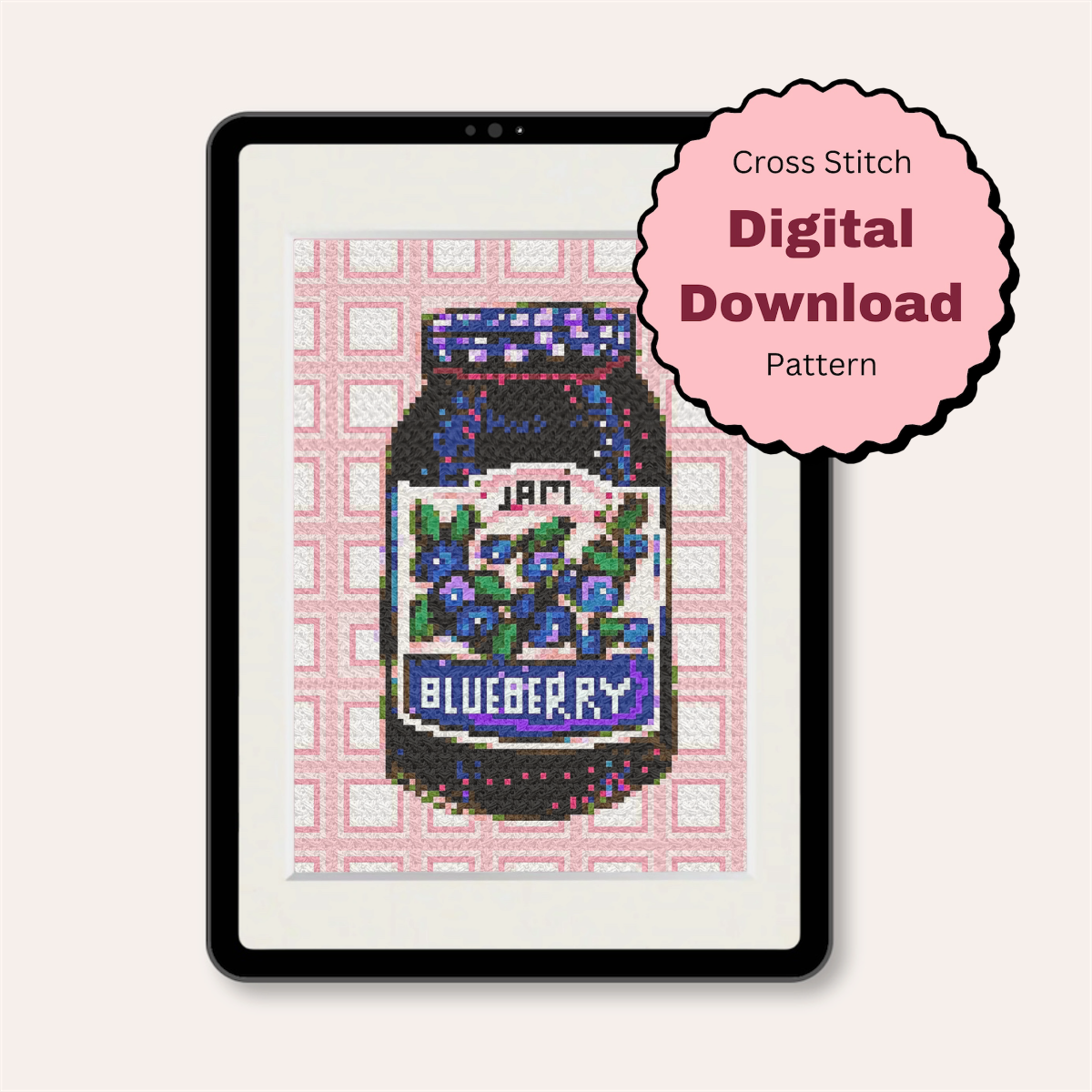 Blueberry Jam Counted Cross Stitch Pattern ( Digital Download )