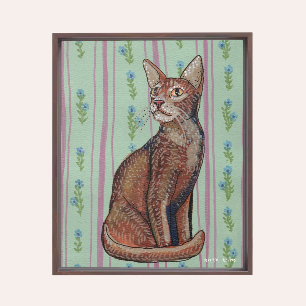Abyssinian Cat Framed Fine Art Canvas Print