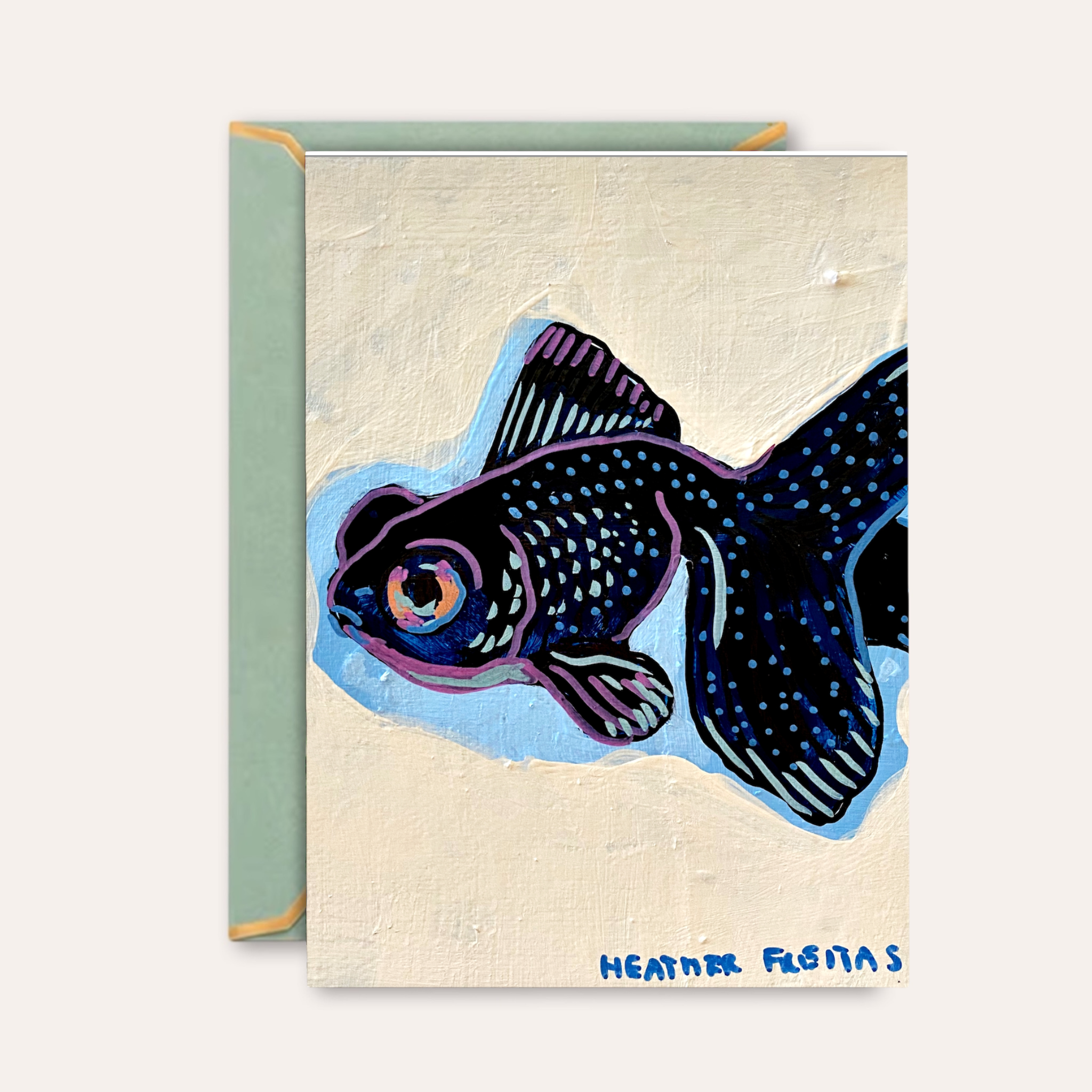 Black Moor Goldfish Fine Art Greeting Card