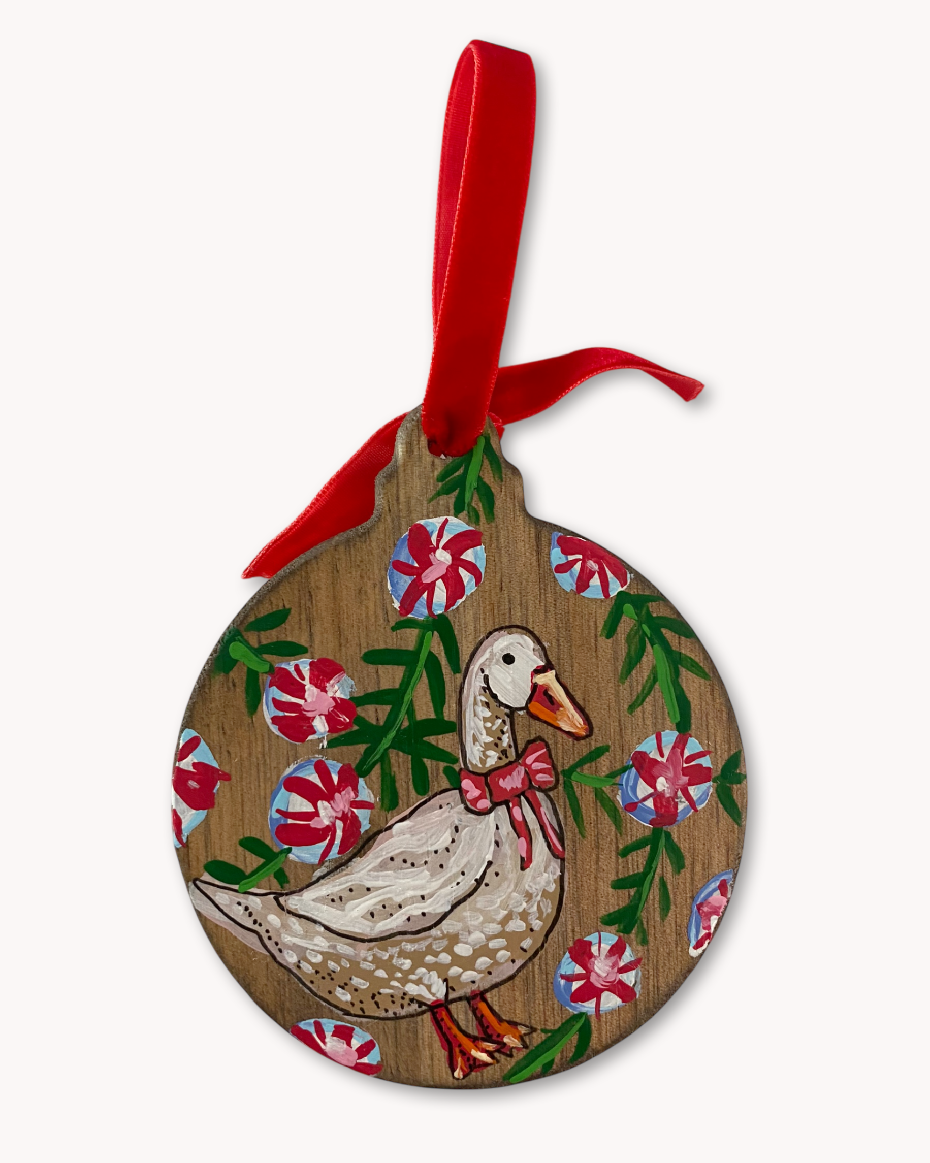 Peppermint Duck Hand Painted Ornament