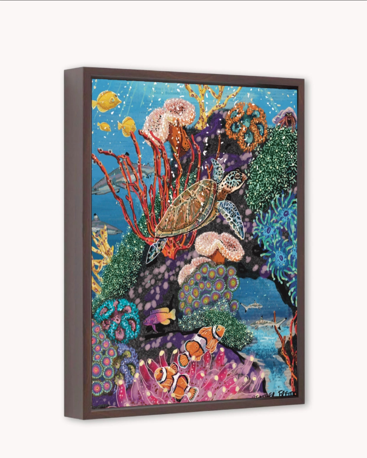 Turtle Reef Framed Canvas Print