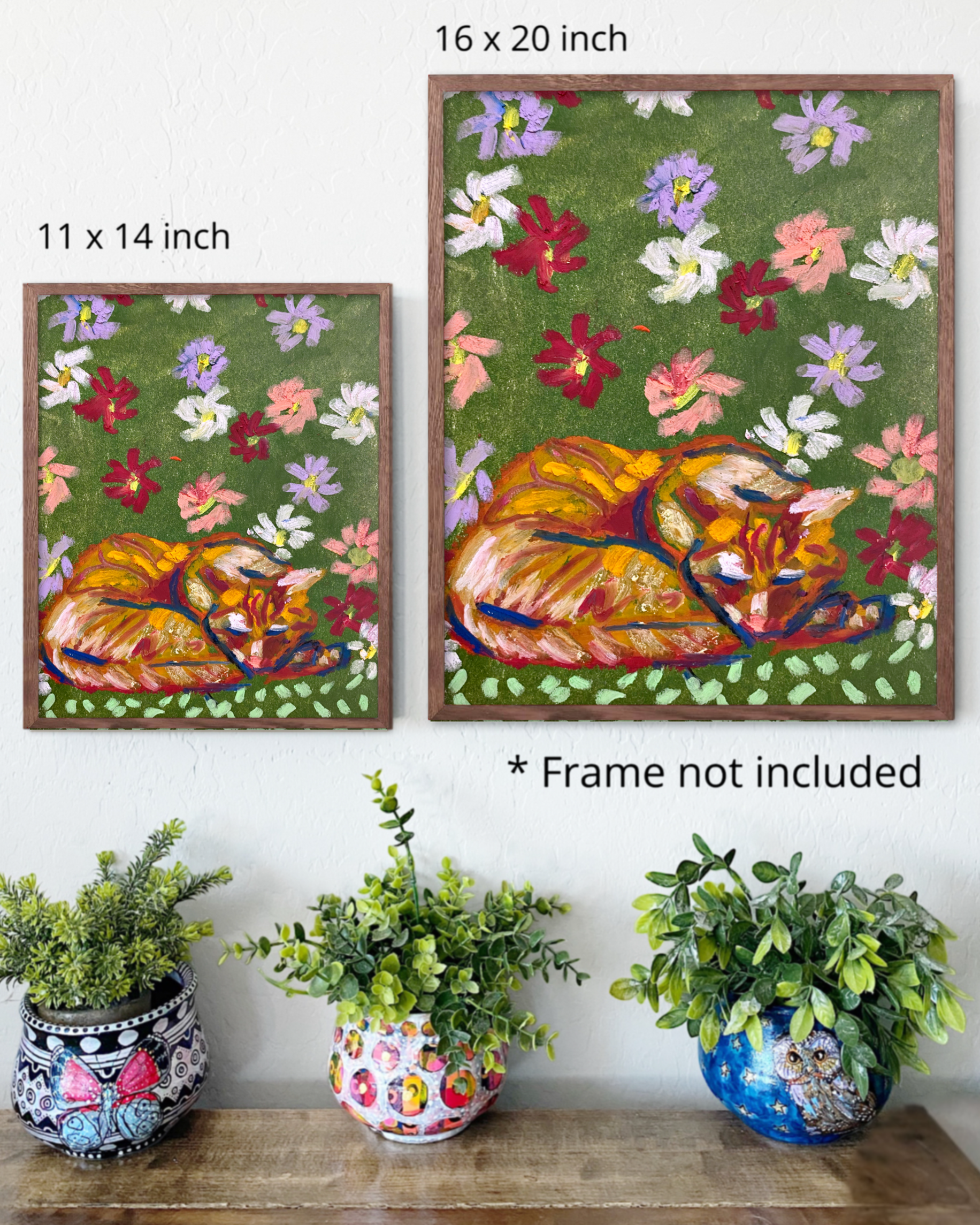 Sleeping Tabby & Flowers - Limited Edition Print