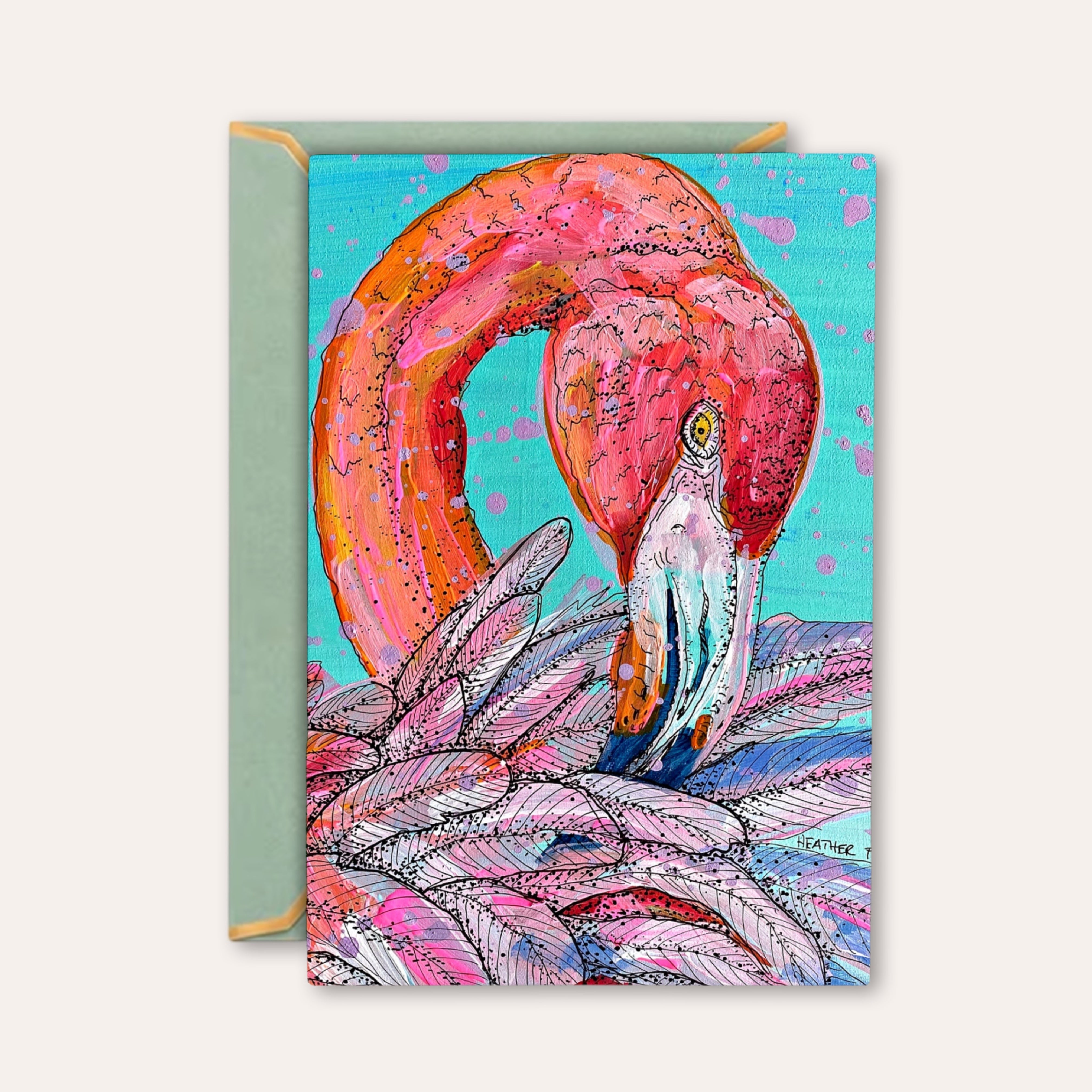 Garnet Flamingo - Greeting Card / Fine Art Print