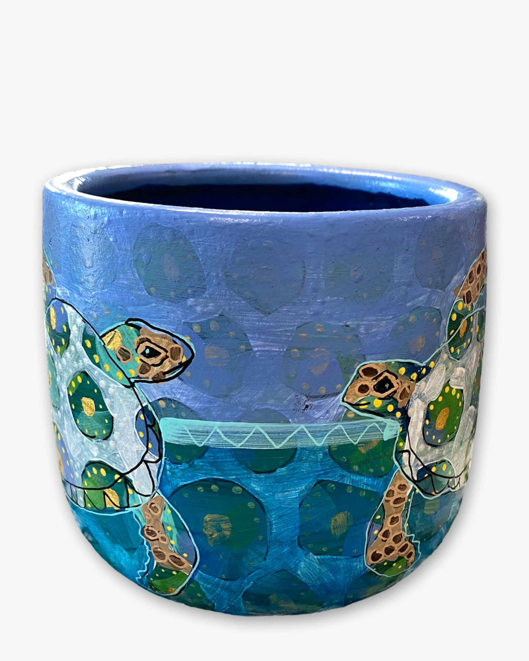 Sea Turtles 6 inch Hand Painted Planter