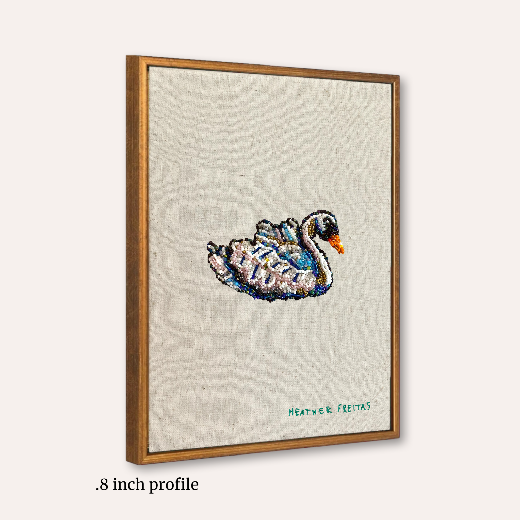 Swan Beaded Embroidery Wall Art