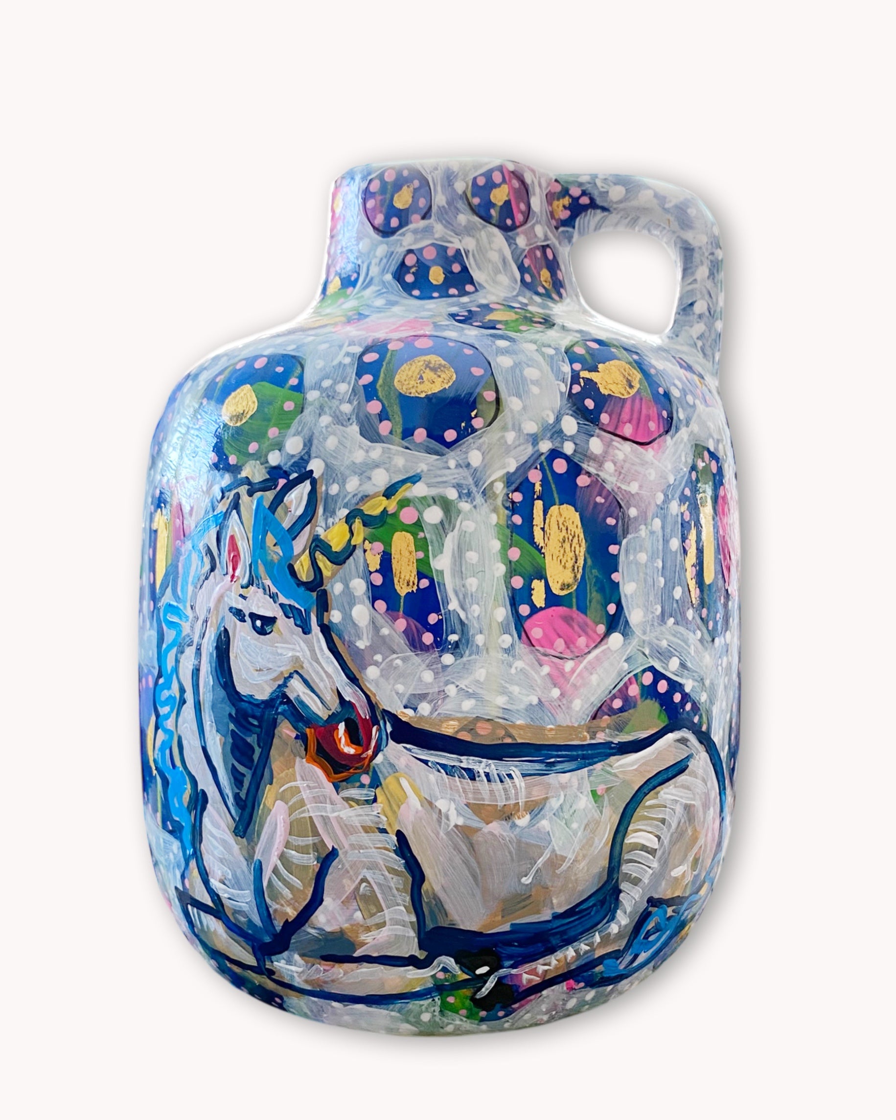 Unicorn Hand Painted Dry Vase