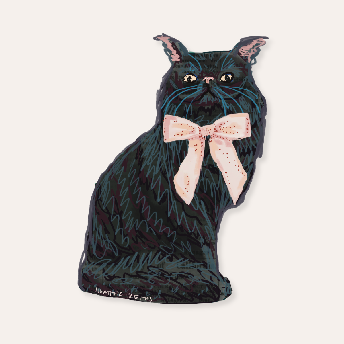 Black Persain Cat Sticker