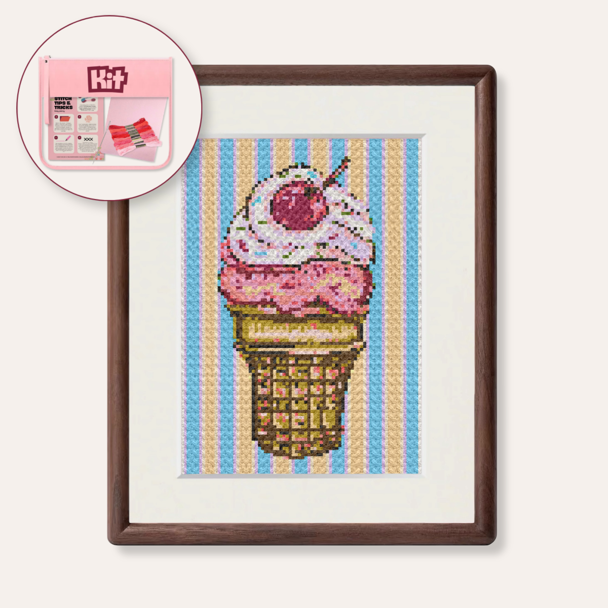 Strawberry Ice Cream Counted Cross Stitch Kit