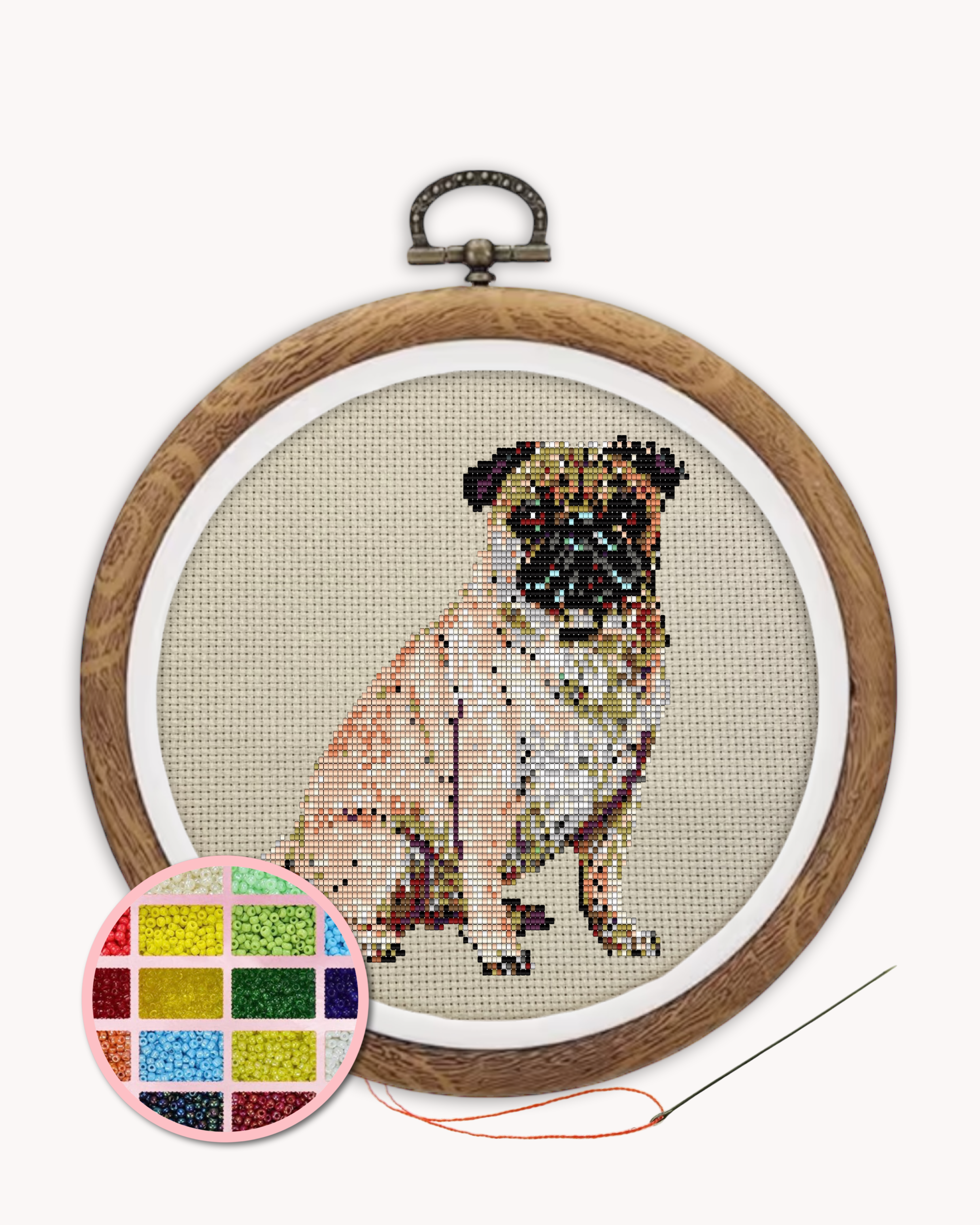 Pug Dog Beaded Art Kit ( XL 6 inch )