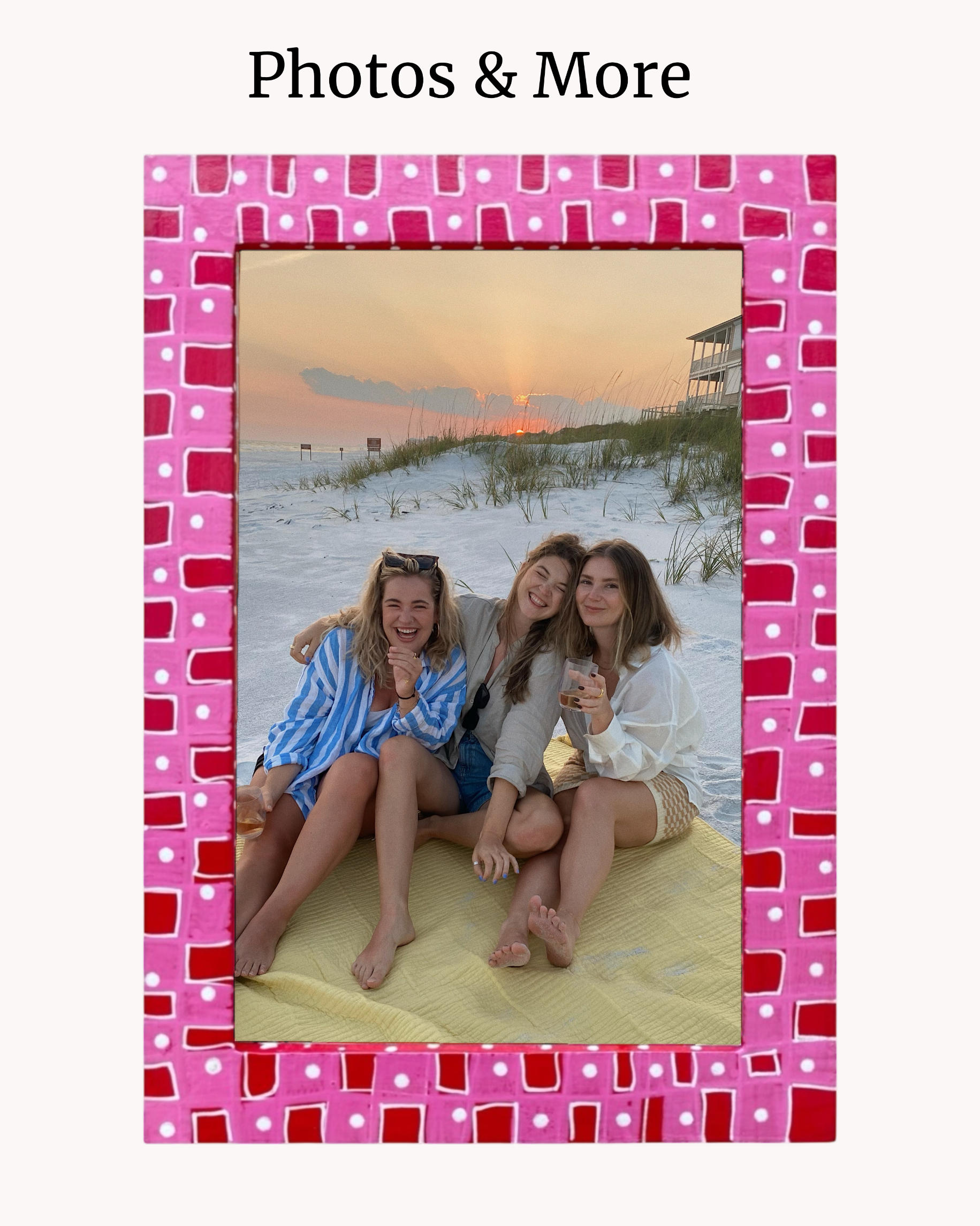 Pink Polka Dot Check ( Hand Painted Frame 4x6 inch)