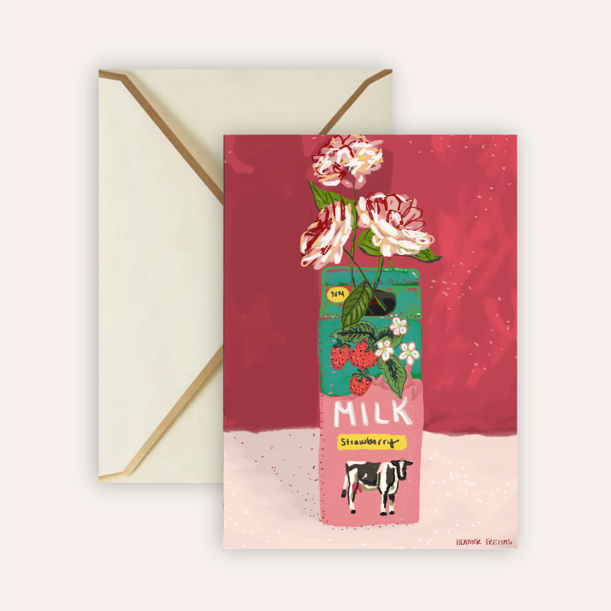 Strawberry Milk Fine Art Greeting Card