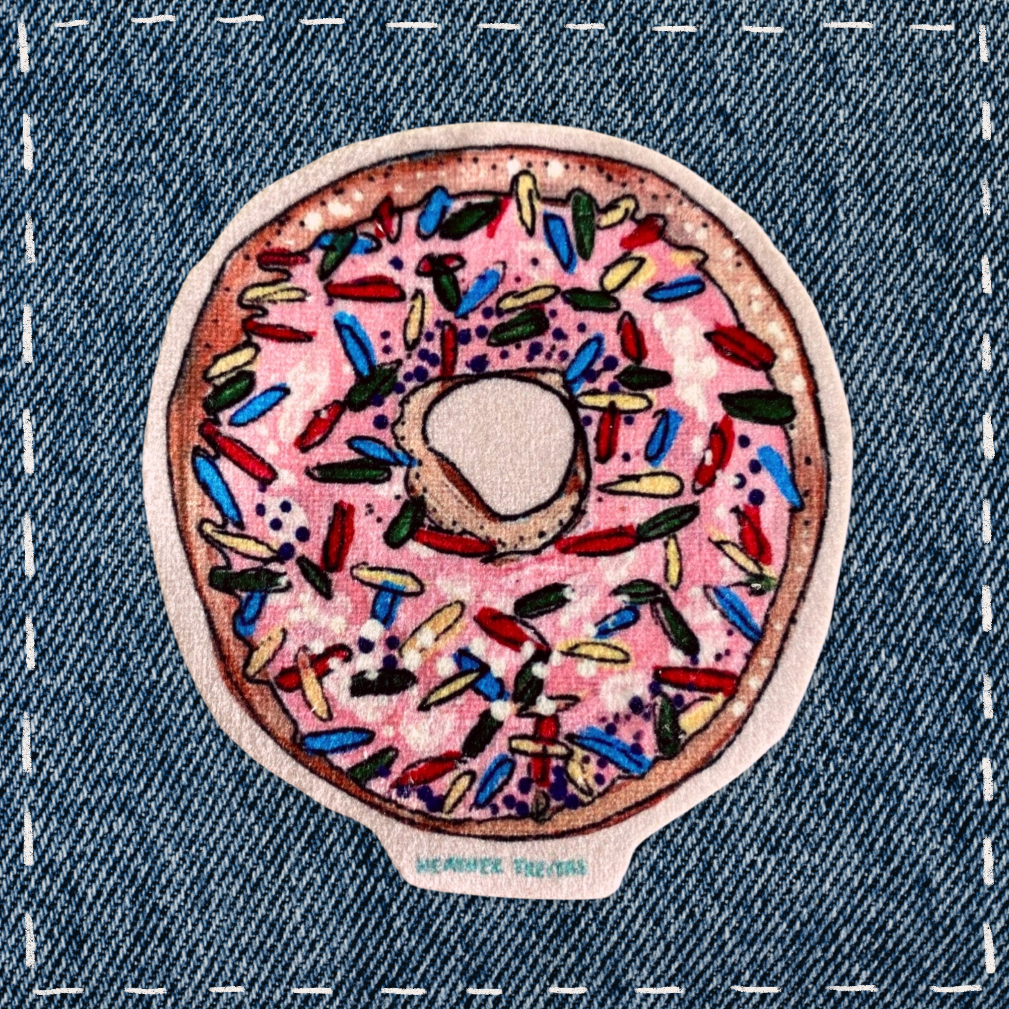 Pink Sprinkle Donut - Sew On Velveteen Patch