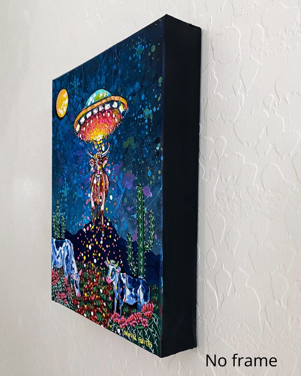 Desert Cow UFO Abduction ( Original Painting )