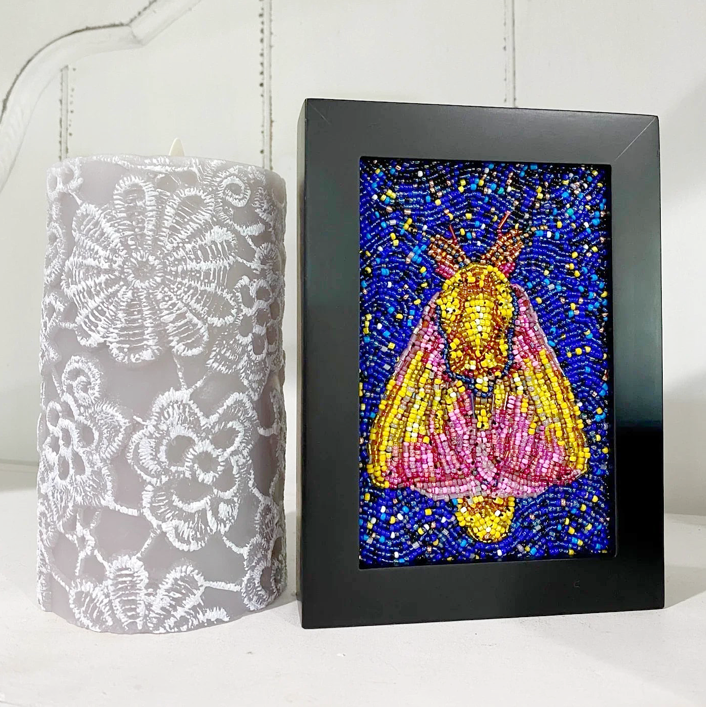 Strawberry Moth ( Fully Beaded Artwork )