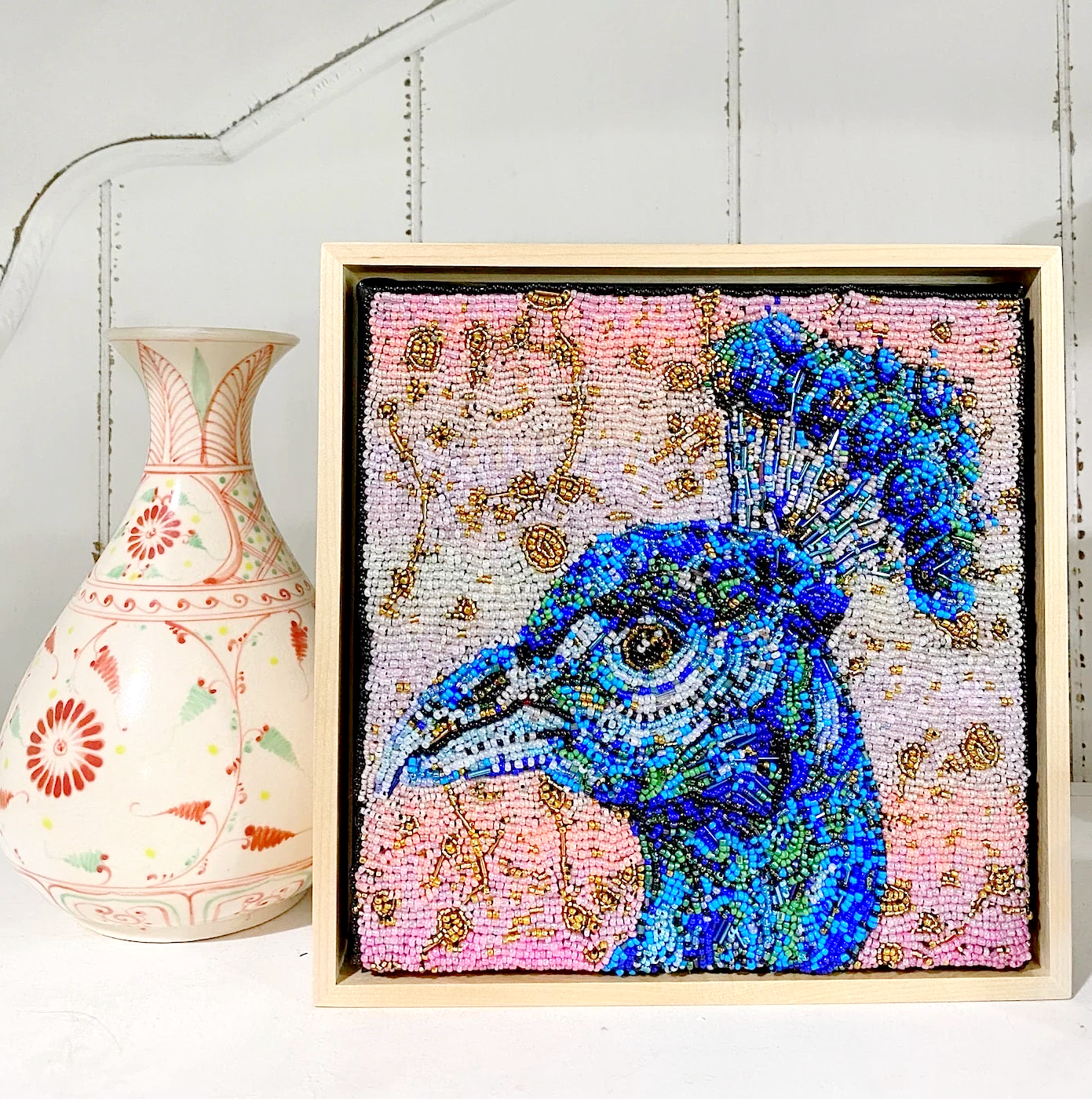 Golden Hour Peacock ( Fully Beaded Artwork )