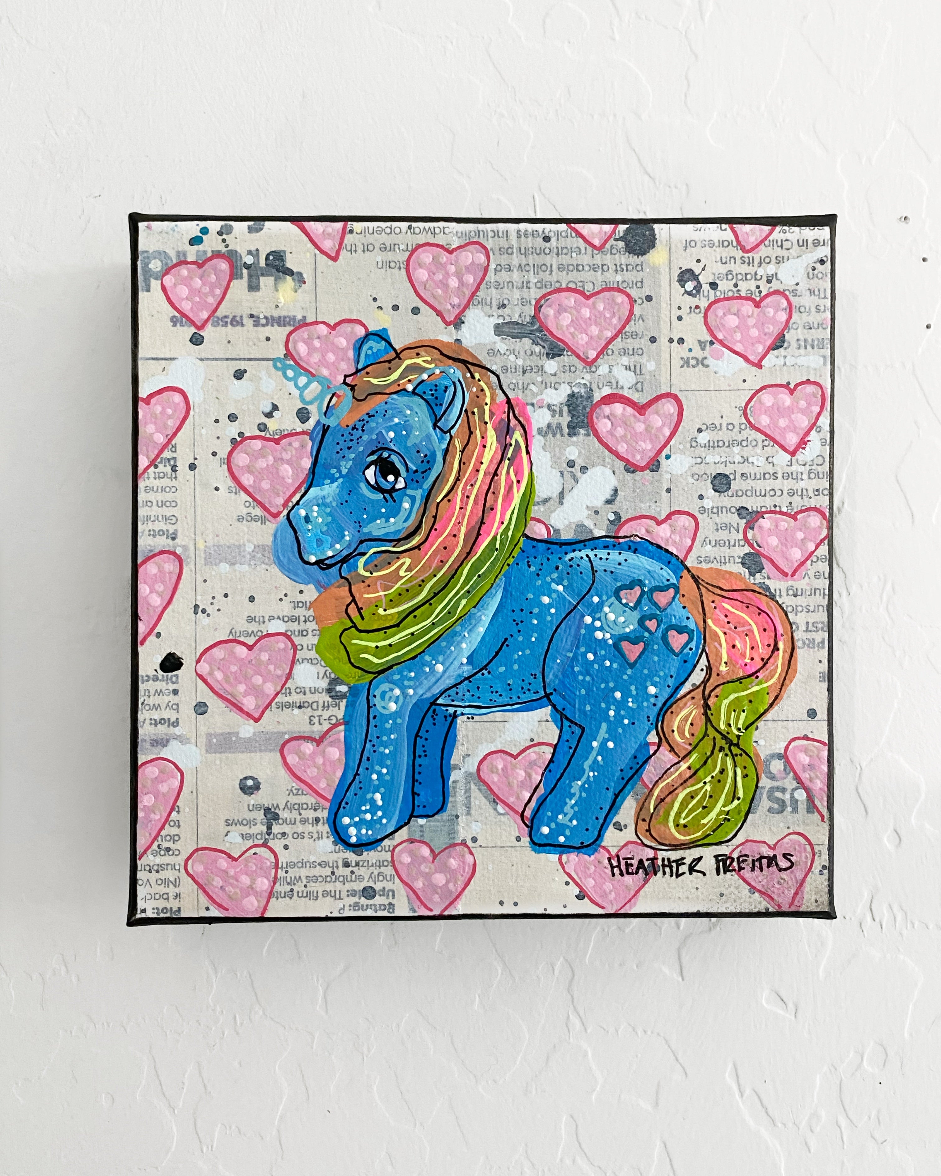 Blue Pony 90’s Toy ( Original Painting ) - Heather Freitas - fine art home deccor