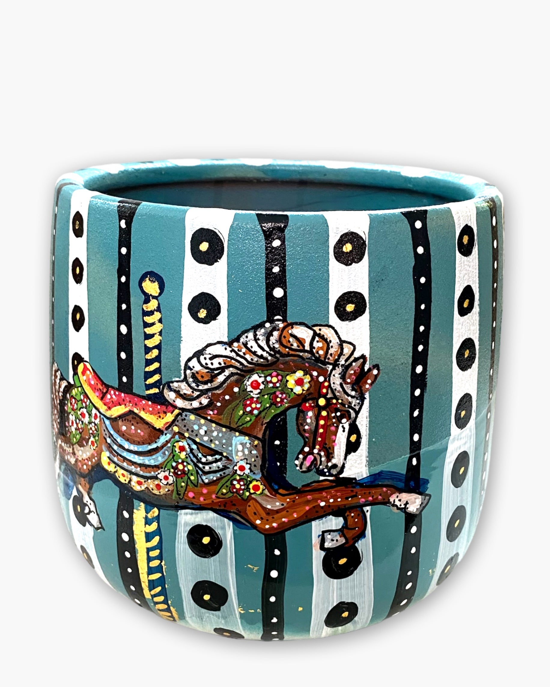Carousel Horse 7 inch Hand Painted Planter