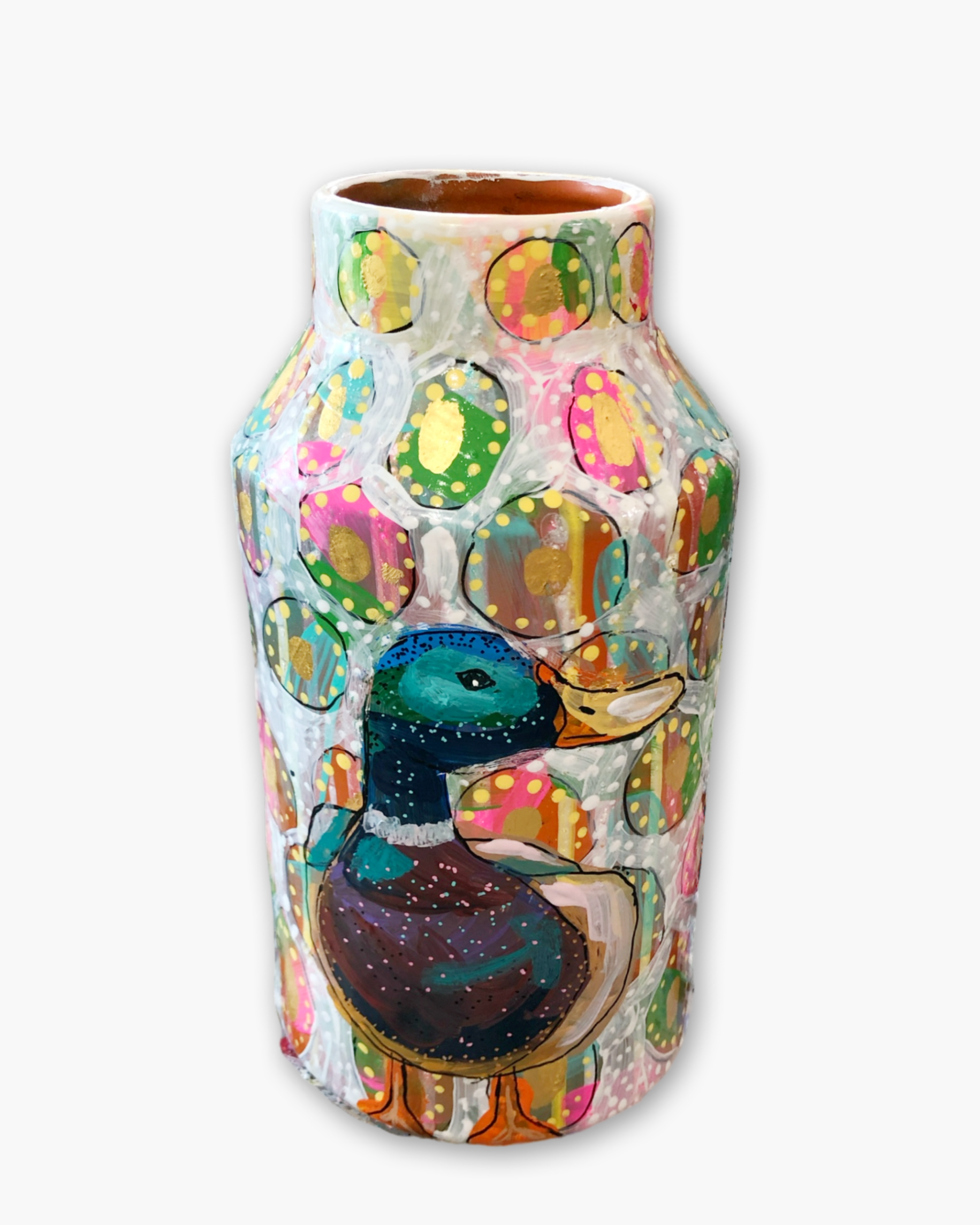 Ugly Duckling & Mallard Hand Painted Vase