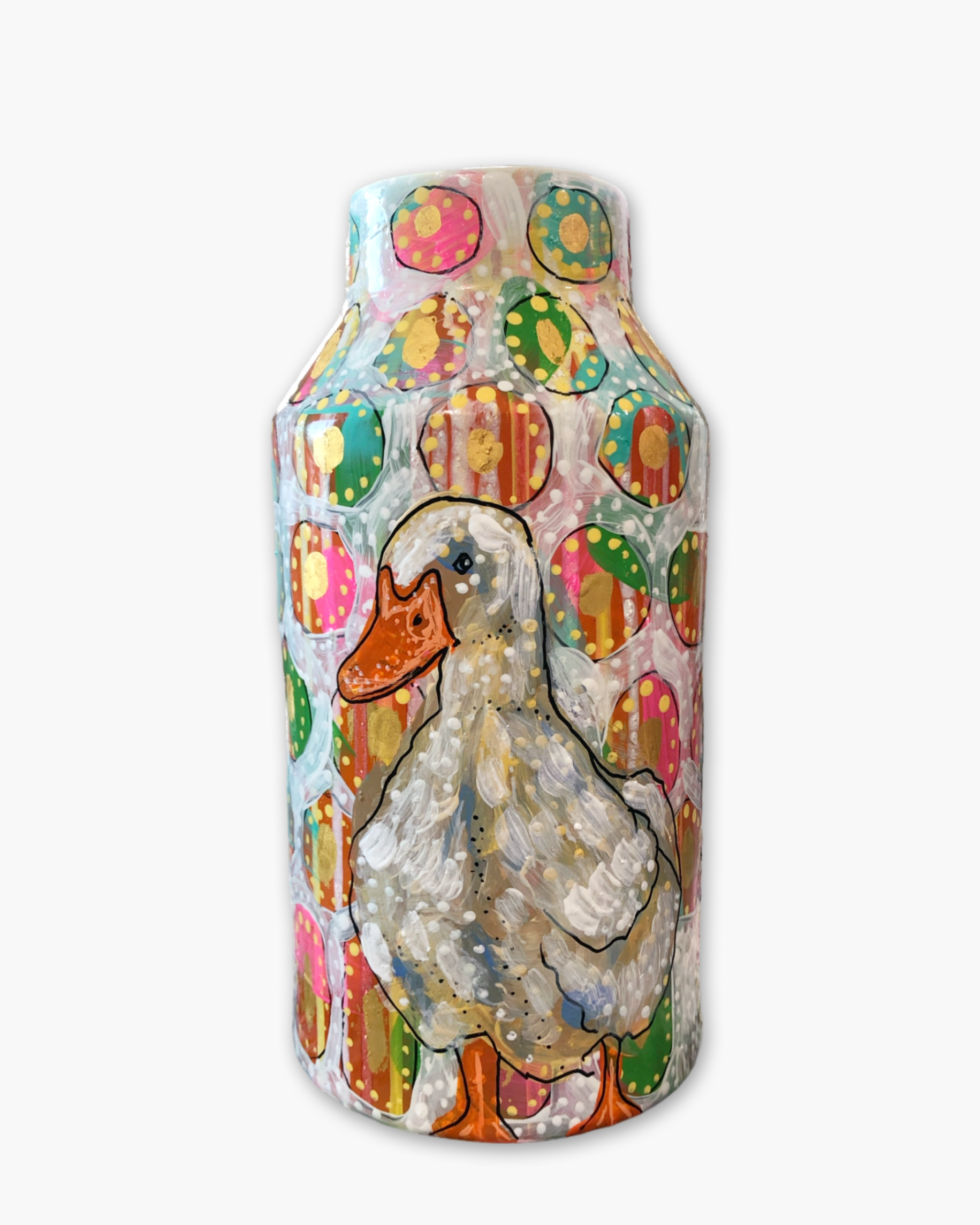 Ugly Duckling & Mallard Hand Painted Vase