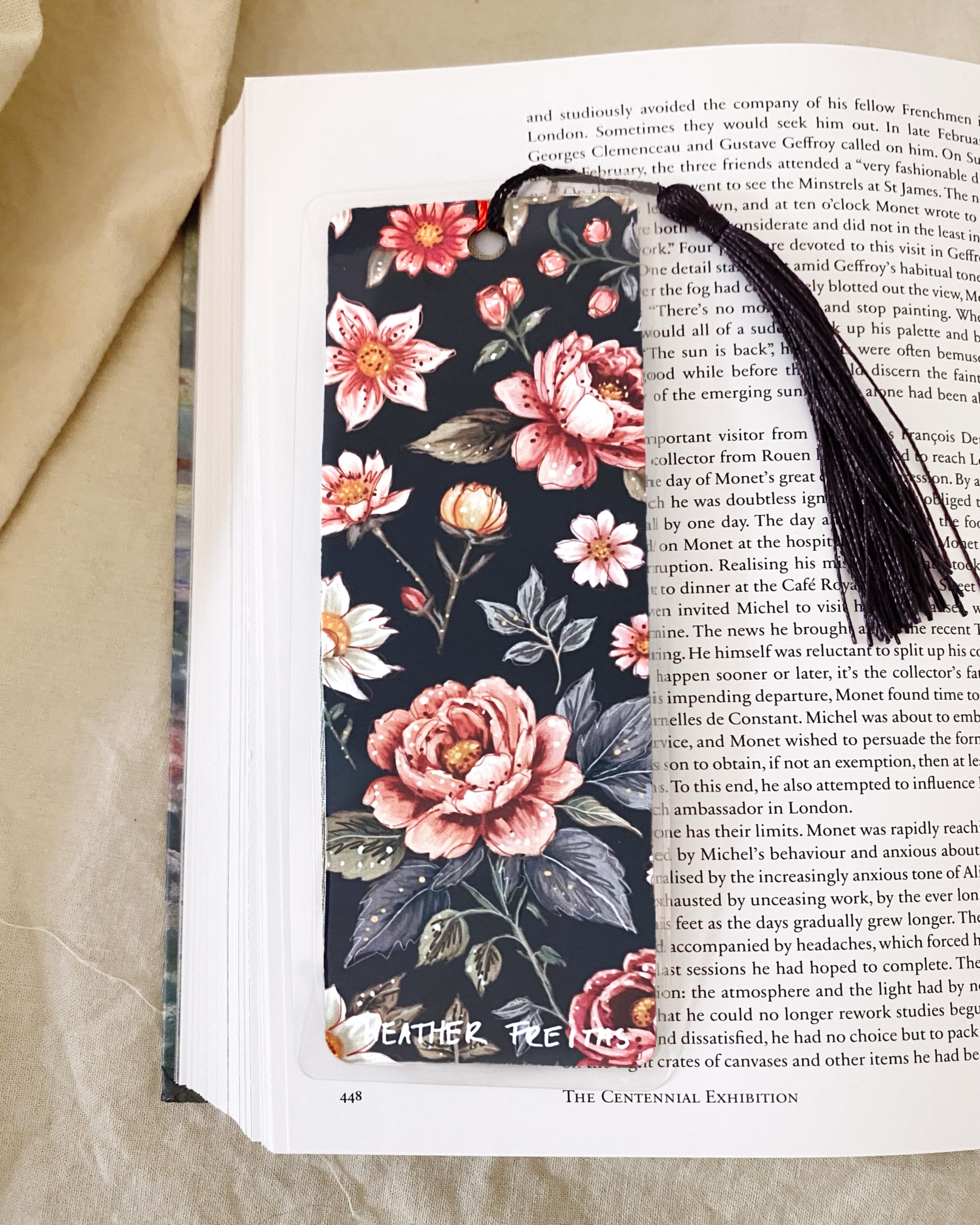 Black Vintage Flowers Bookmark