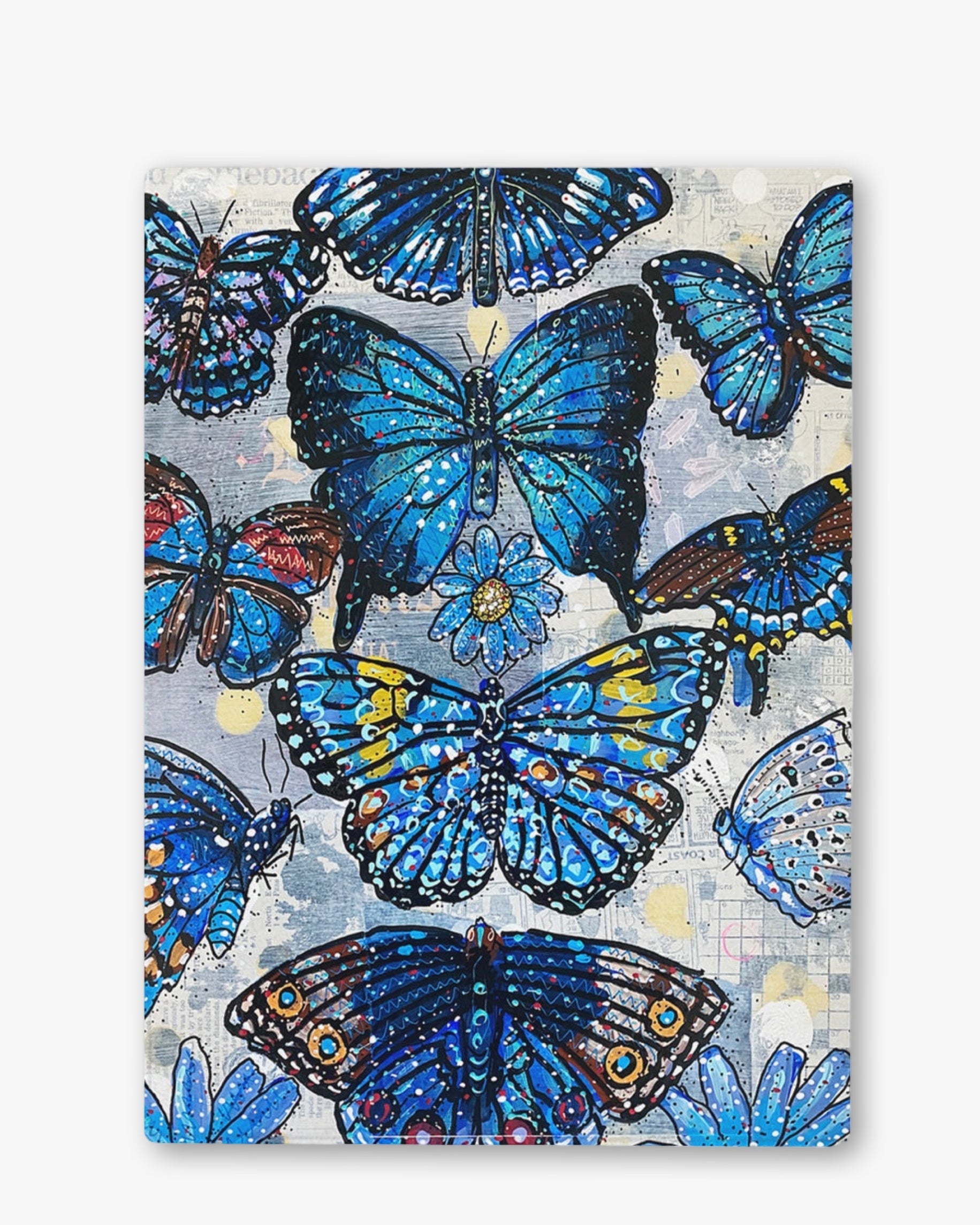 Butterfly Blue Chinchilla Glass Chopping Board Trivet - Heather Freitas - fine art home deccor