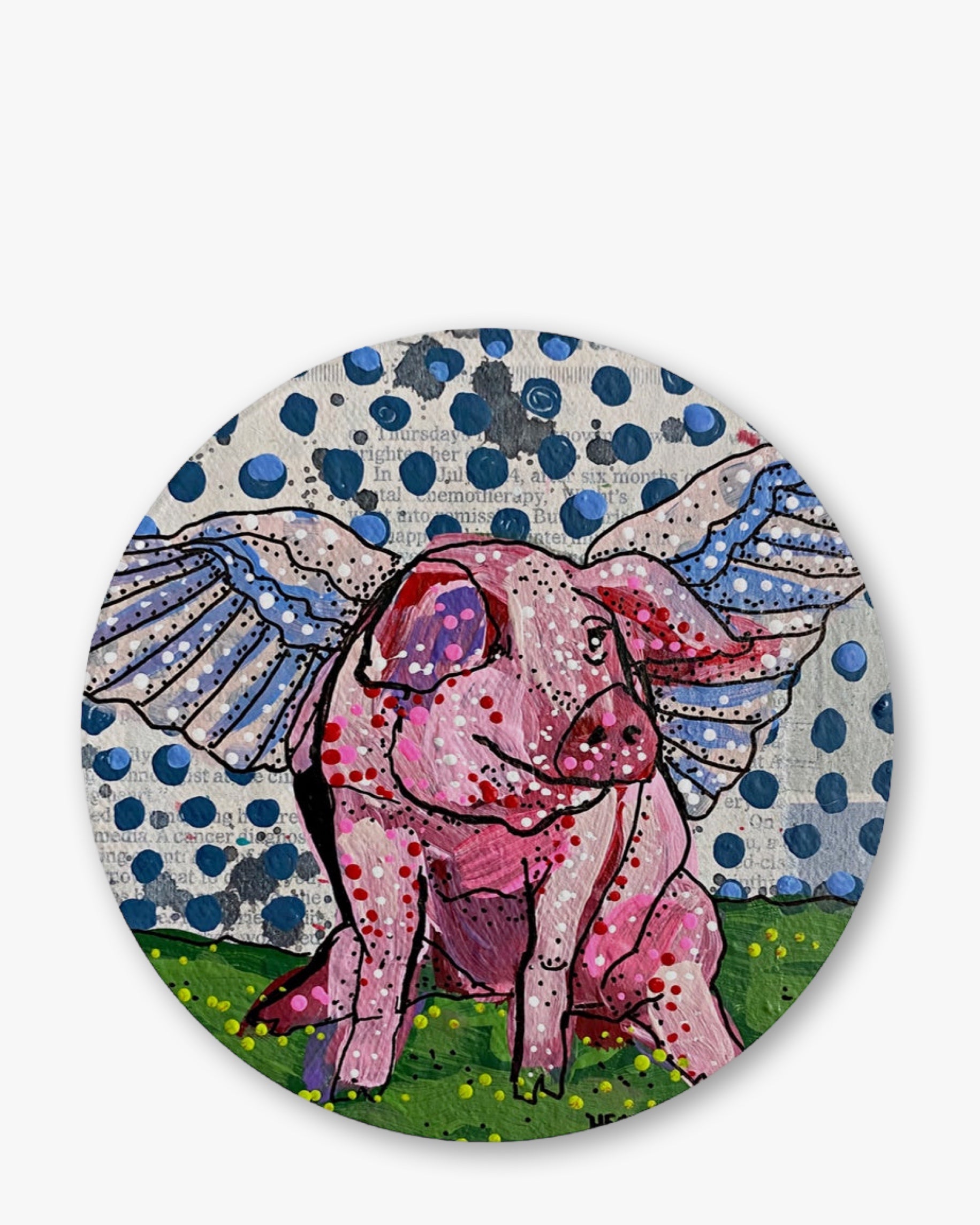 Polka Dot Flying Pig Chinchilla Glass Cutting Board / Trivet