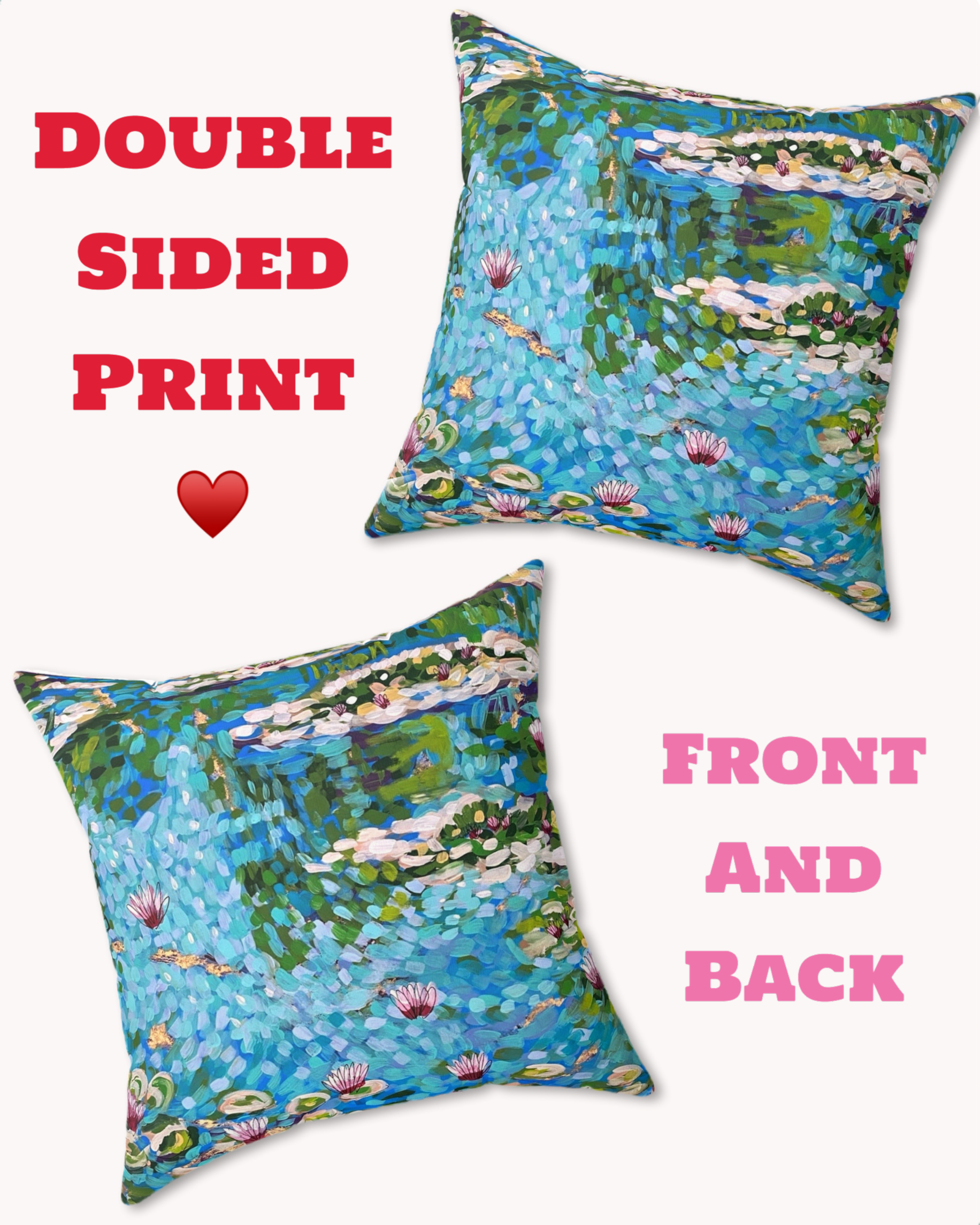Monet’s Pond Decorative Faux Suede Throw Pillow