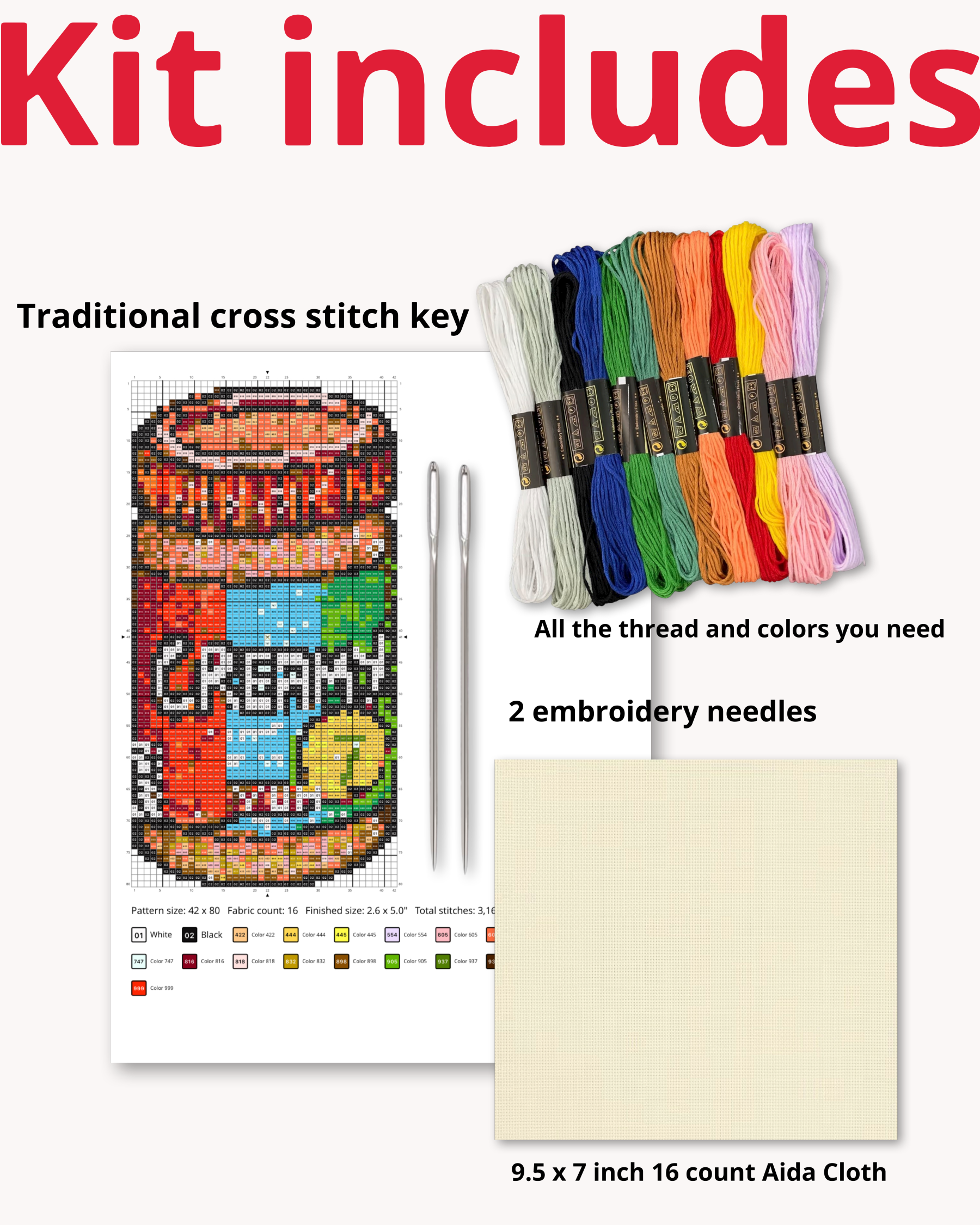 Rose Cross Stitch Kit ( LG 5 inch )