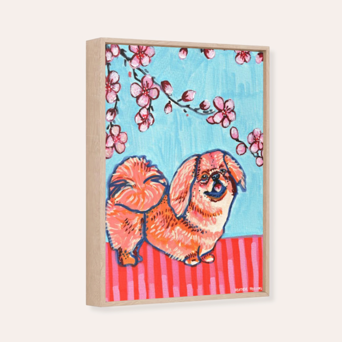 Pekingese Dog Framed Fine Art Canvas Print