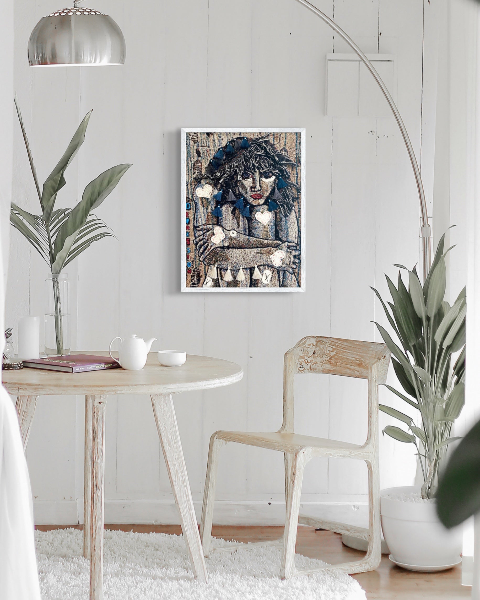 Depression ( Fine Art Tapestry With Beaded Accents )