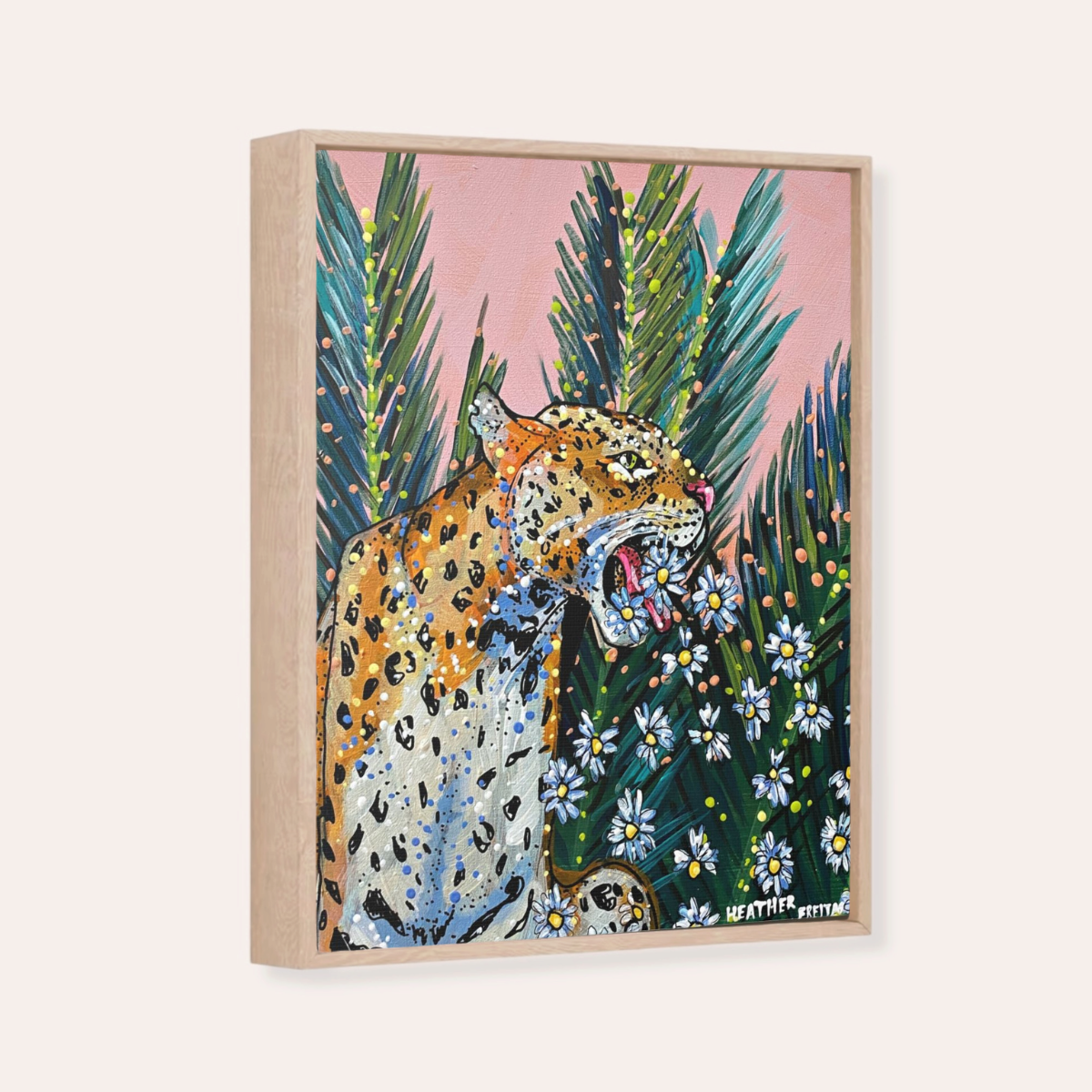 Jaguar Dasiy Framed Fine Art Canvas Print