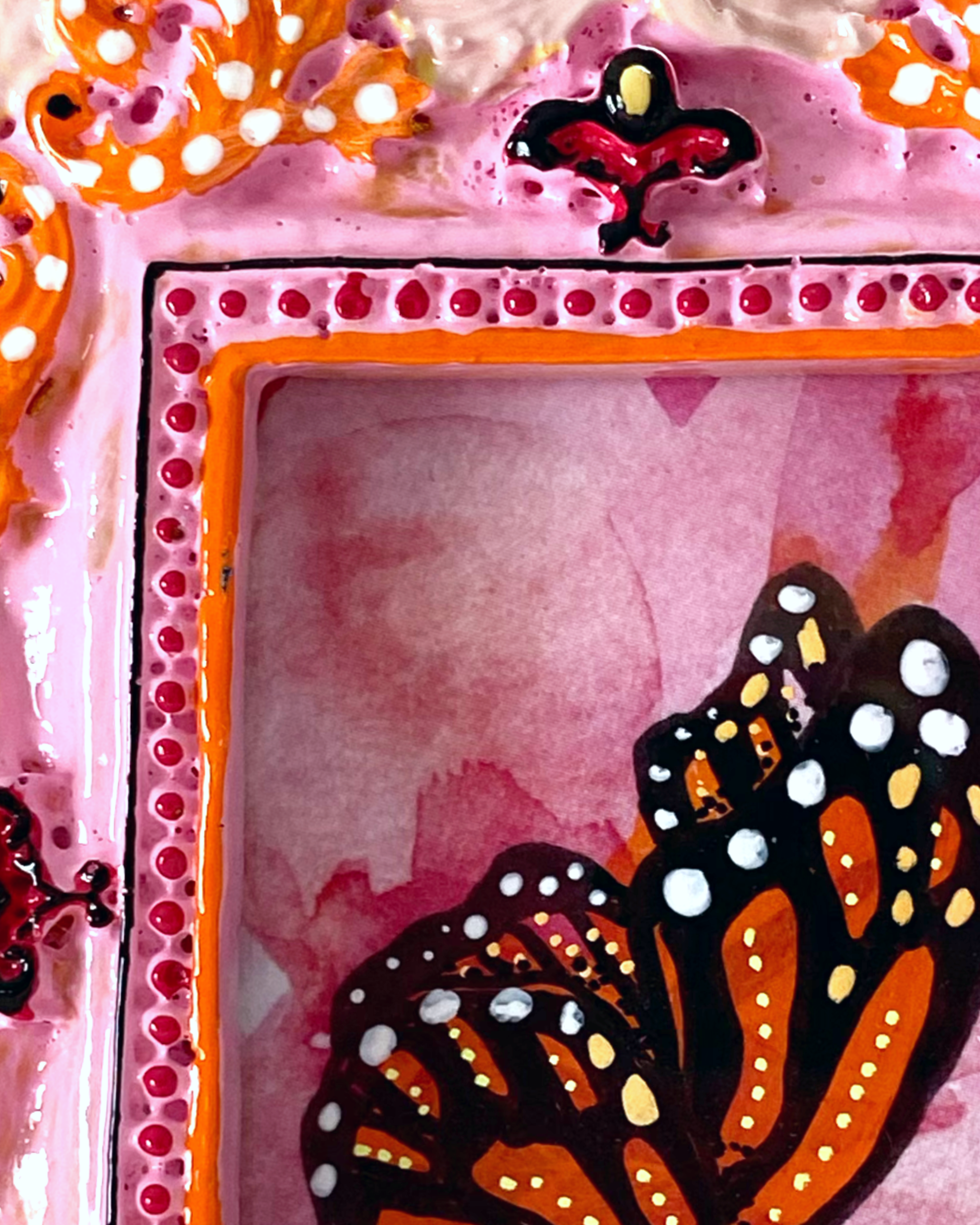 Pretty Pink Monarch Butterfly ( Mini Original Painting )
